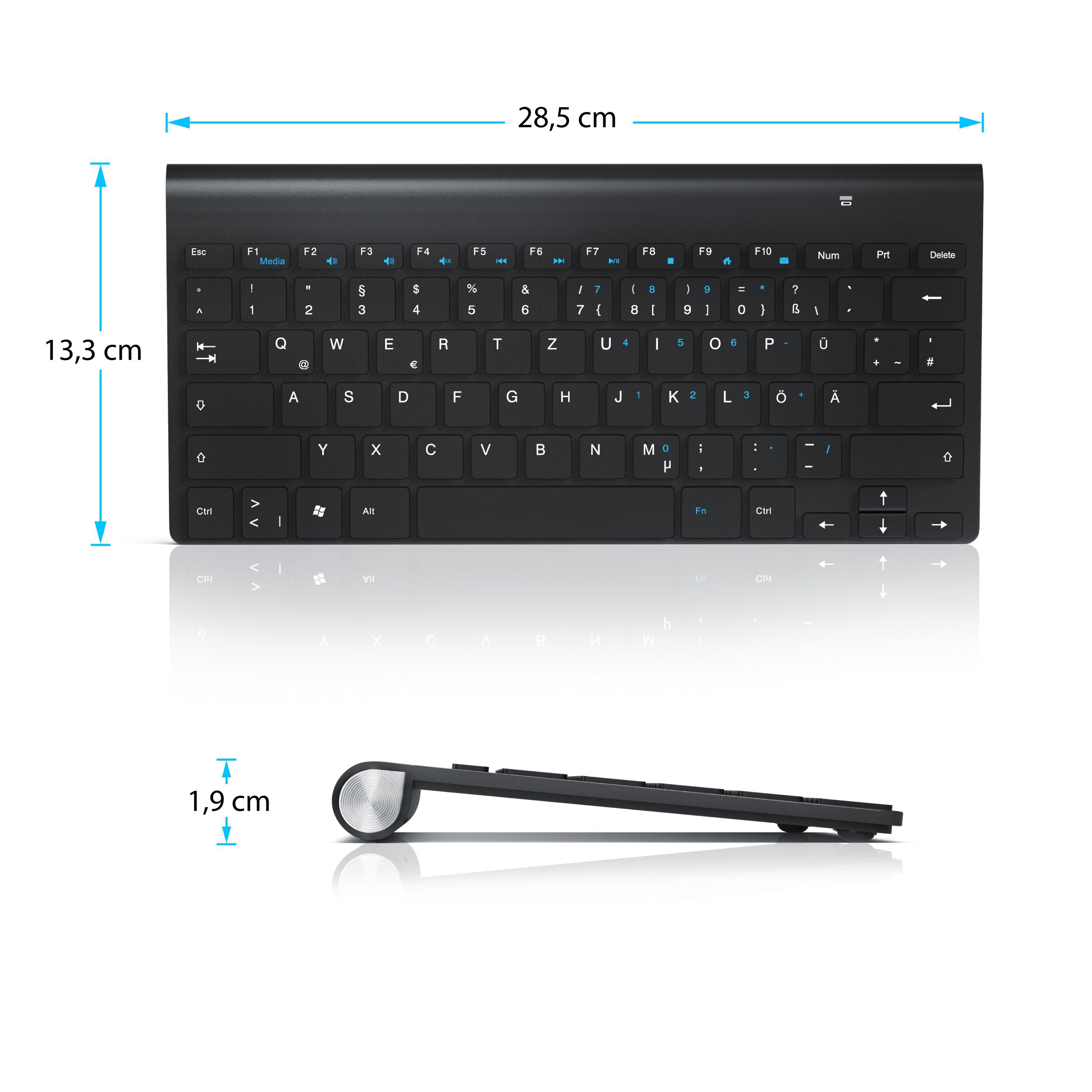 Aplic Wireless-Tastatur (kabelloses Keyboard Slim 2,4GHz, Layout) QWERTZ Windows Tastaturlayout