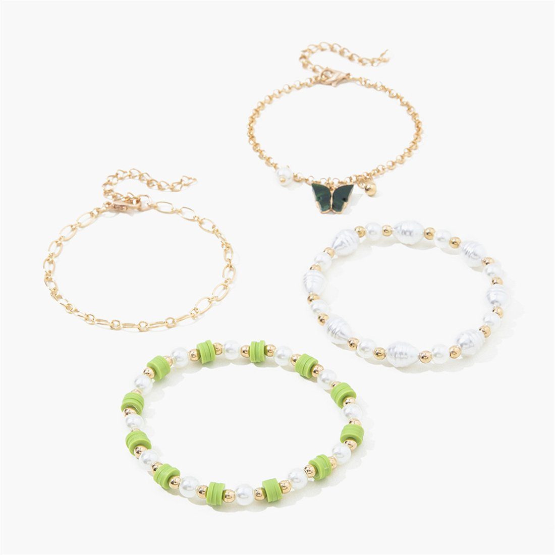 Damen, 4er-Set Perlenarmband für Armband Buntes DÖRÖY Schmetterlingsarmband