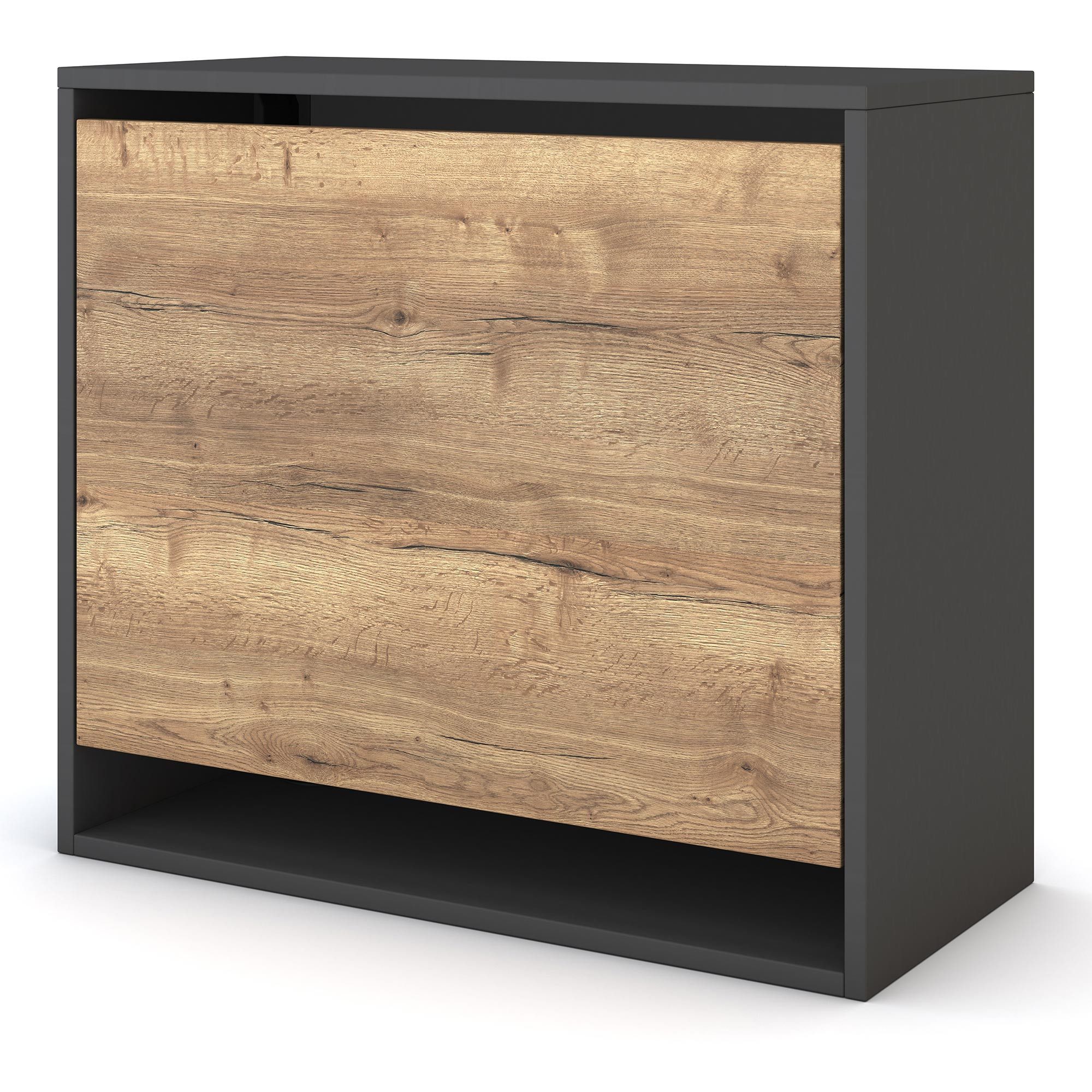 ASSMANN Büromöbel Sekretär Cubas (74x80cm Eiche Tabak Anthrazit, fertig montiert, für Homeoffice), TÜV-zertifiziert