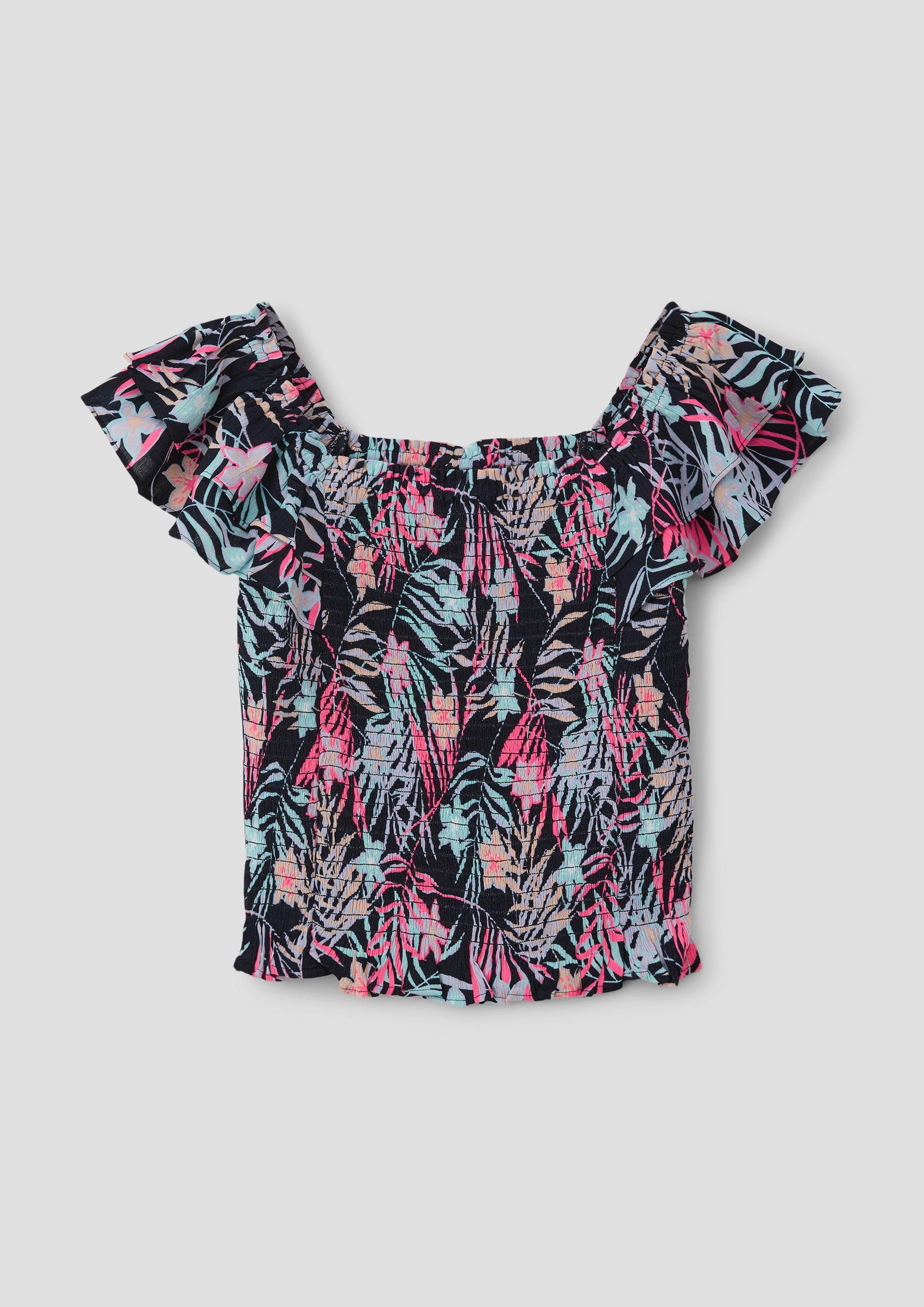 Kurzarmbluse Bluse mit Volantärmeln