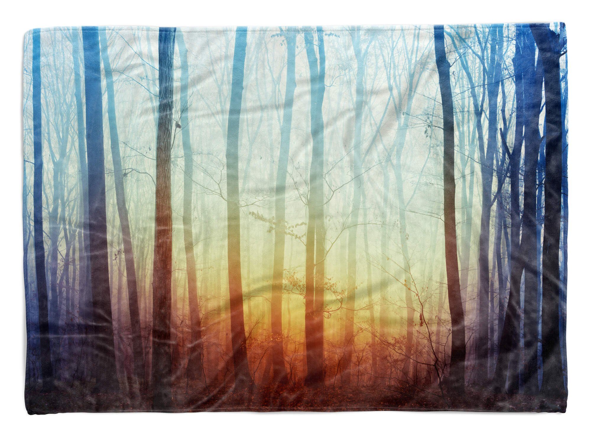 Sinus Art Handtücher Handtuch Strandhandtuch Saunatuch Kuscheldecke mit Fotomotiv Wald Bäume Mystisc, Baumwolle-Polyester-Mix (1-St), Handtuch