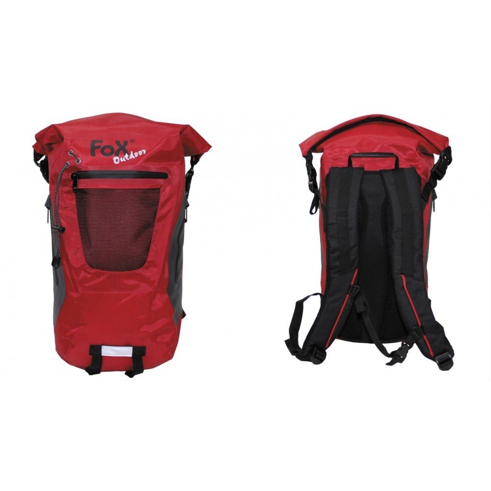 FoxOutdoor Wanderrucksack Rucksack, "DRY PAK 20", rot, wasserdicht (Packung), gepolsterter Rückenbereich