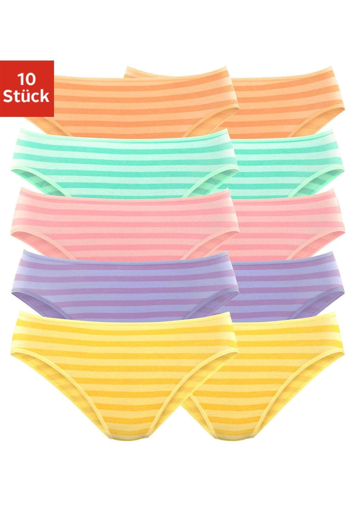 petite fleur Bikinislip (Packung, 10-St) aus elastischer Baumwolle, Frische  Farben mit tollen Streifen