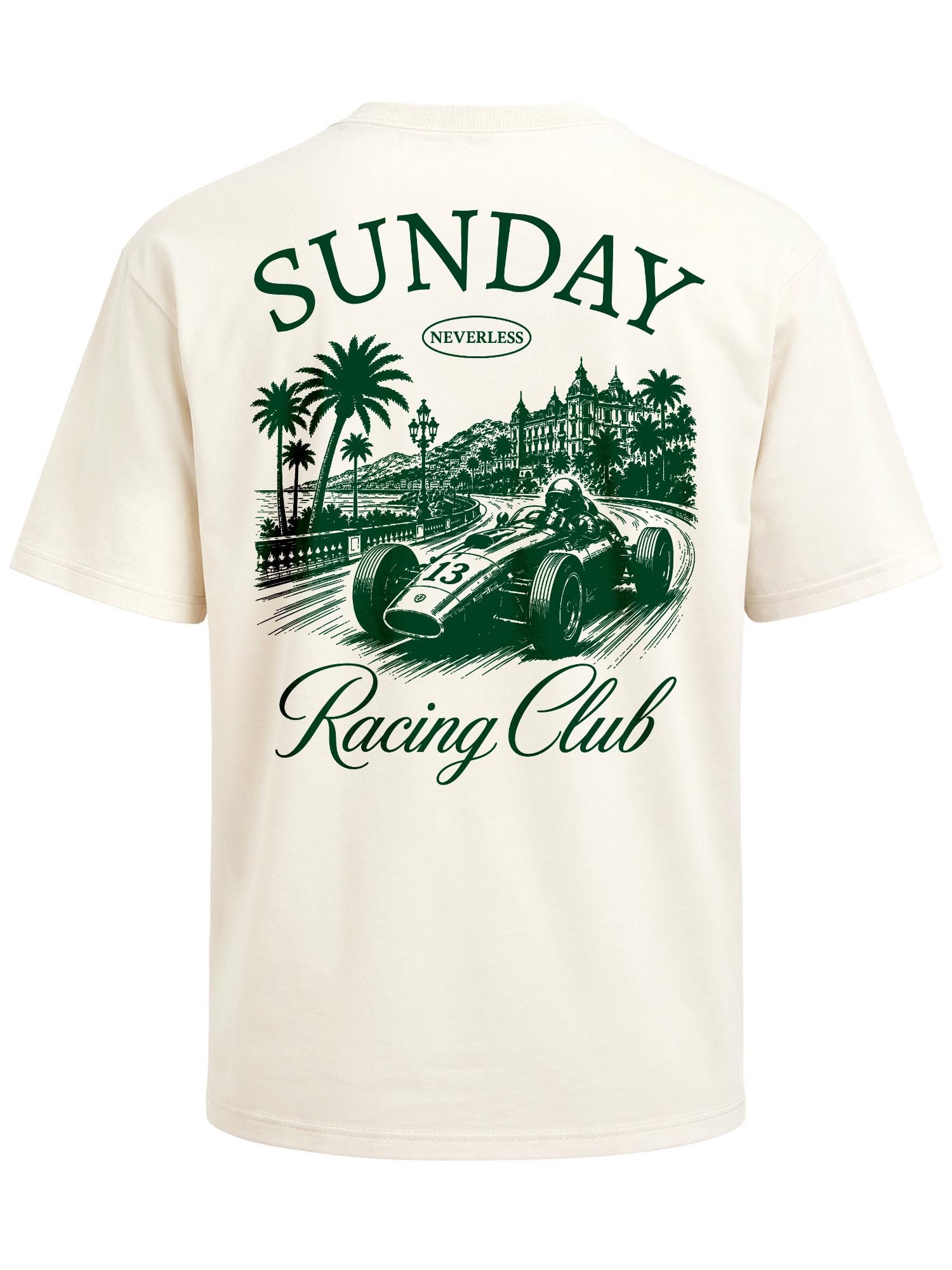 Neverless Oversize-Shirt Herren T-Shirt - Sunday Racing Club - Oversized Relaxed Fit mit Print