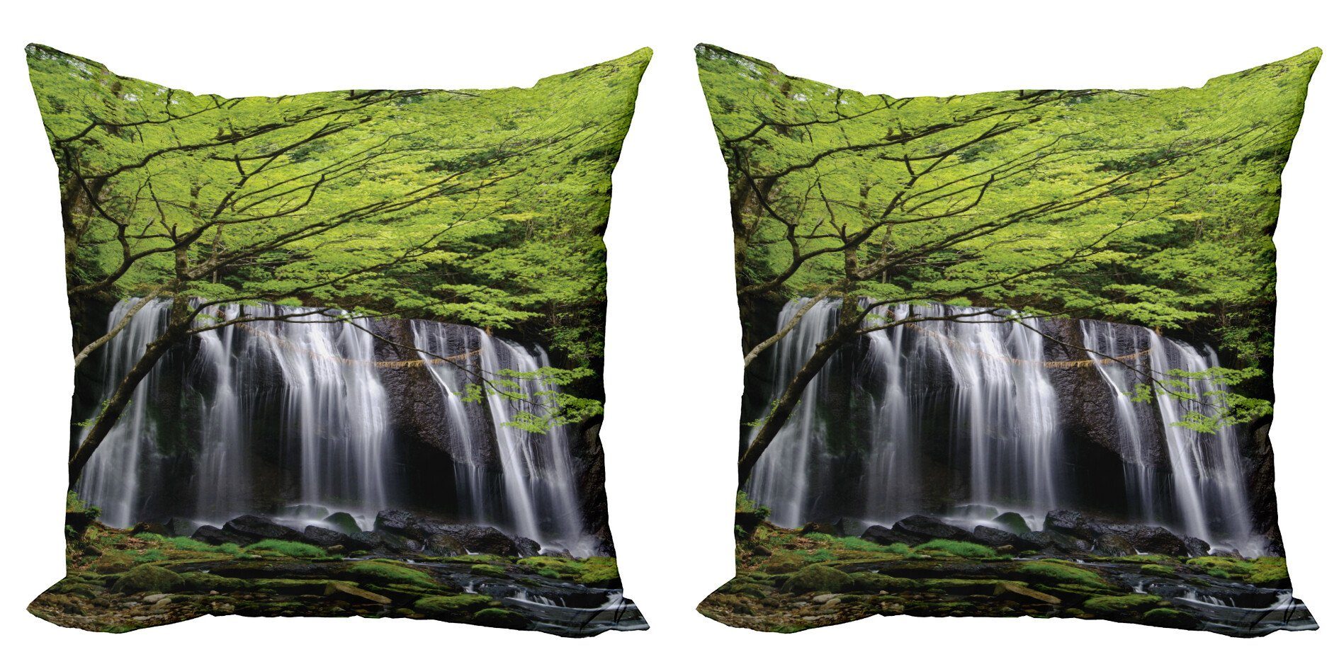 Doppelseitiger (2 Digitaldruck, Wasserfall Stück), Wasserfall Modern Kissenbezüge in Baum Accent Fels Abakuhaus