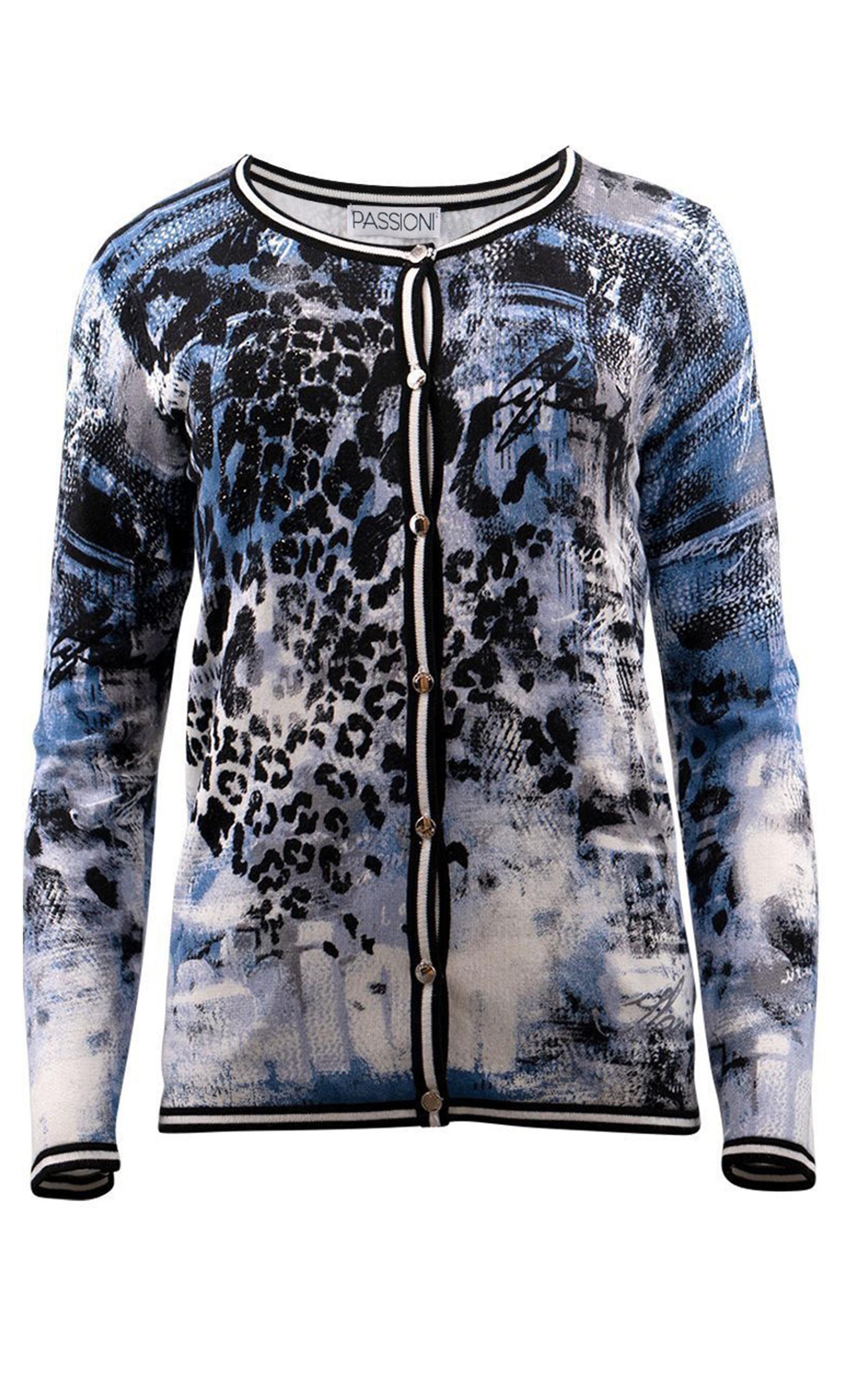 Passioni 2-in-1-Strickjacke Twinset mit modischem Leopardenmuster günstig online kaufen