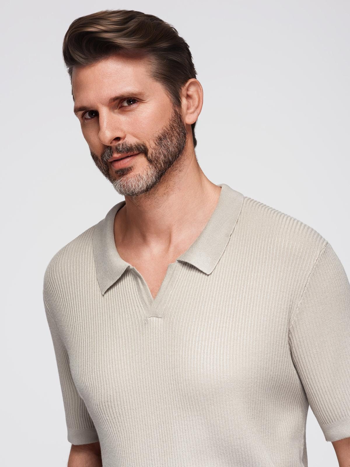 Poloshirt Knopfloses Herren-Poloshirt mit offenem Kragen