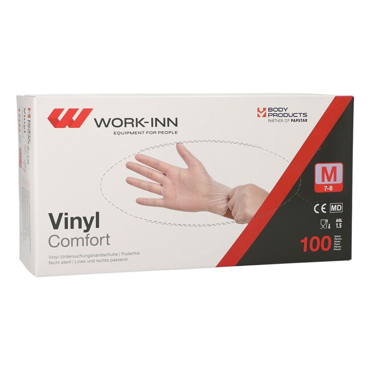PAPSTAR Einweghandschuhe WORK-INN Comfort (100-St) Vinyl, transparent / puderfrei