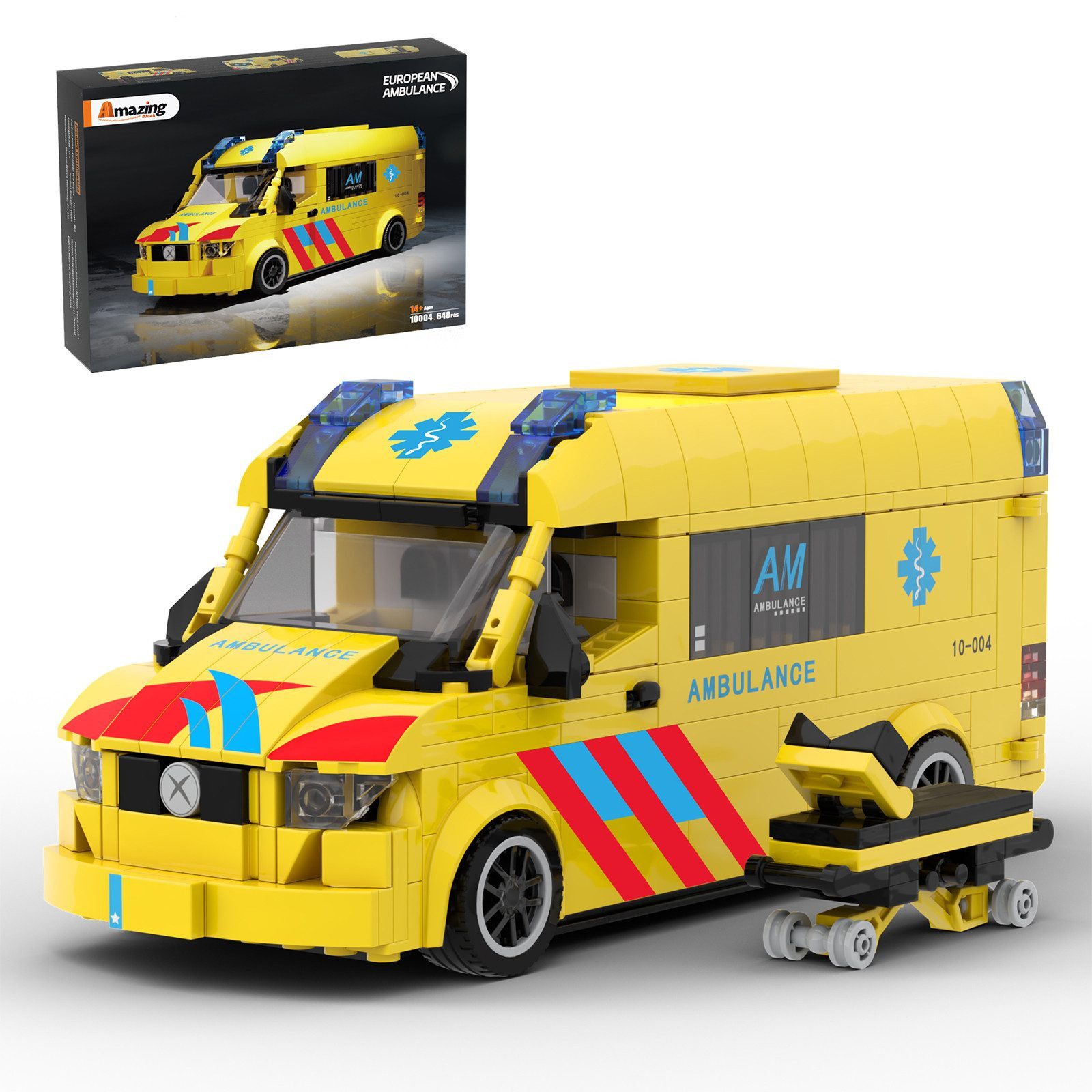 Bundviel Stadt-Rettungswagen Teile Europäische Rettungsfahrzeug-Bausteine Spielbausteine, (648 St)