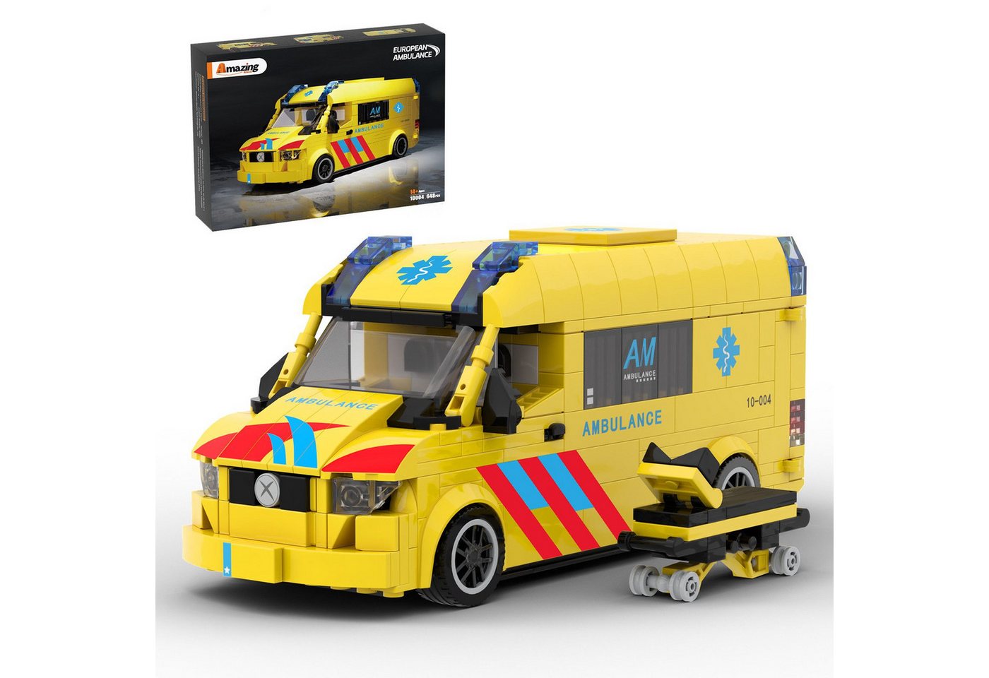 Bundviel Stadt-Rettungswagen Teile Europäische Rettungsfahrzeug-Bausteine Spielbausteine, (648 St)