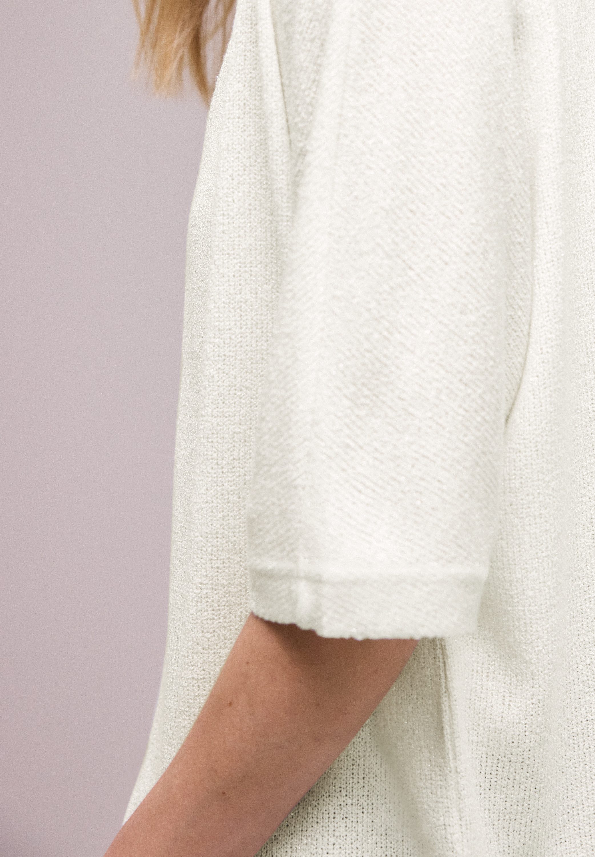 STREET ONE Strickjacke Kurzarm Jacke im Strick-Look mit Glitzer