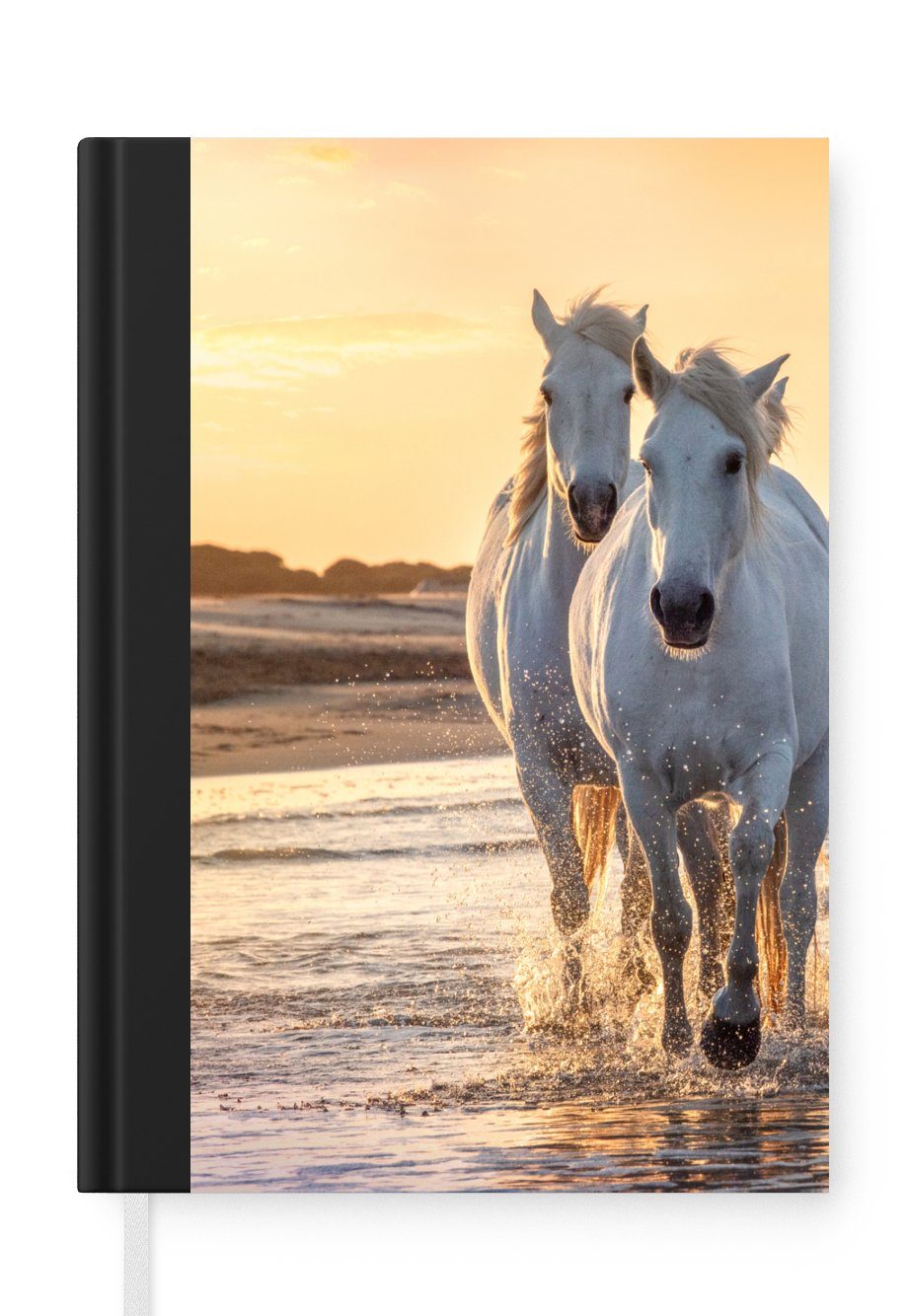 MuchoWow Notizbuch Pferde - Wasser Merkzettel, Tiere, Journal, 98 A5, - Notizheft, Tagebuch, Strand - Seiten, Haushaltsbuch