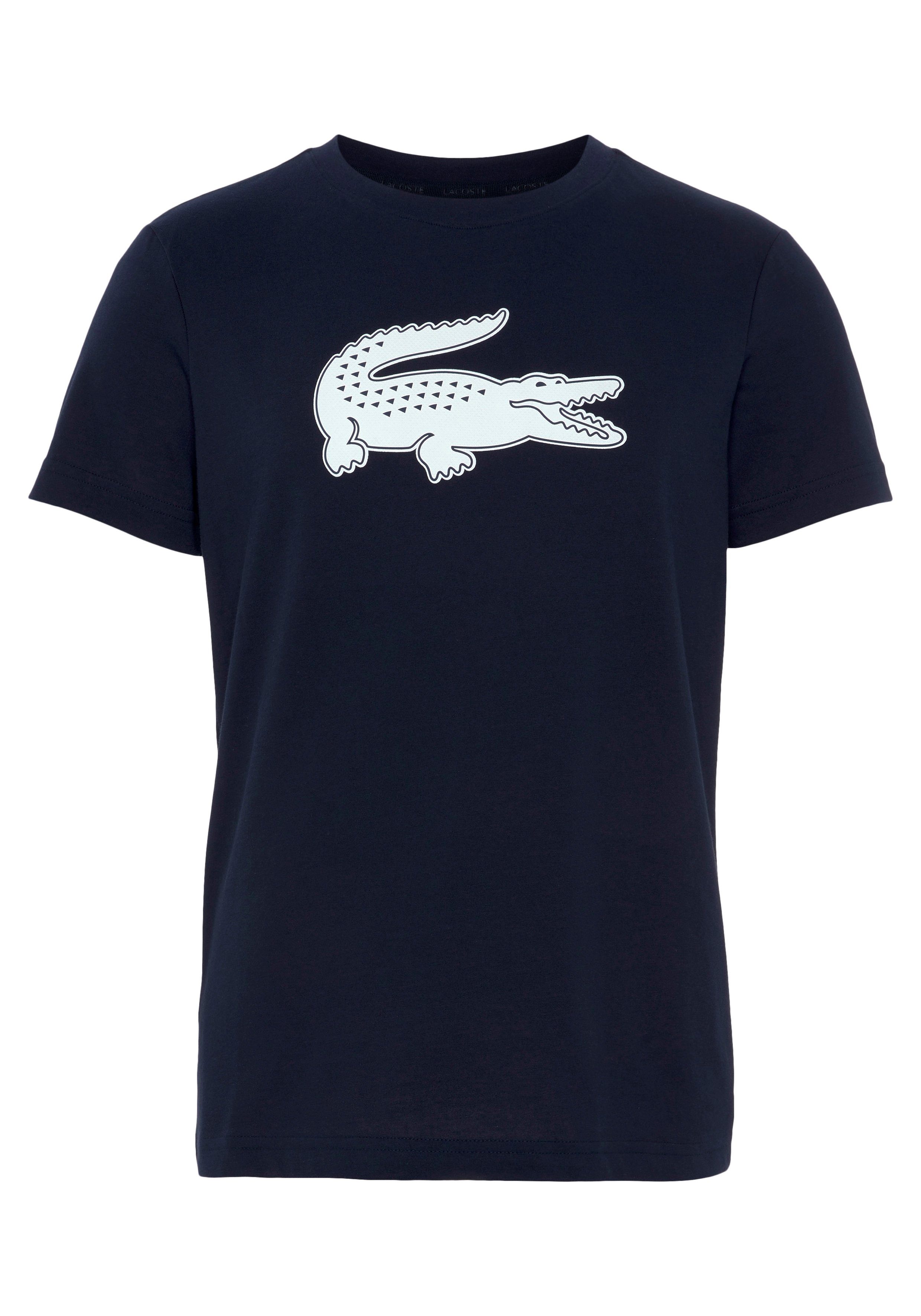 Lacoste Rundhalsshirt mit Logodruck auf der Brust navy / white