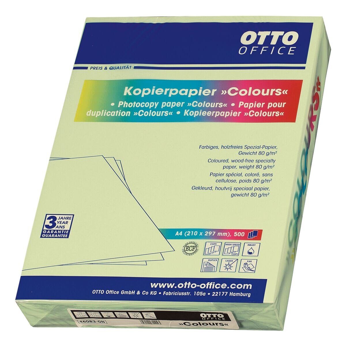 Otto Office  Office Drucker- und Kopierpapier COLOURS, Pastellfarben, Format DIN A4, 80 g/m² grün