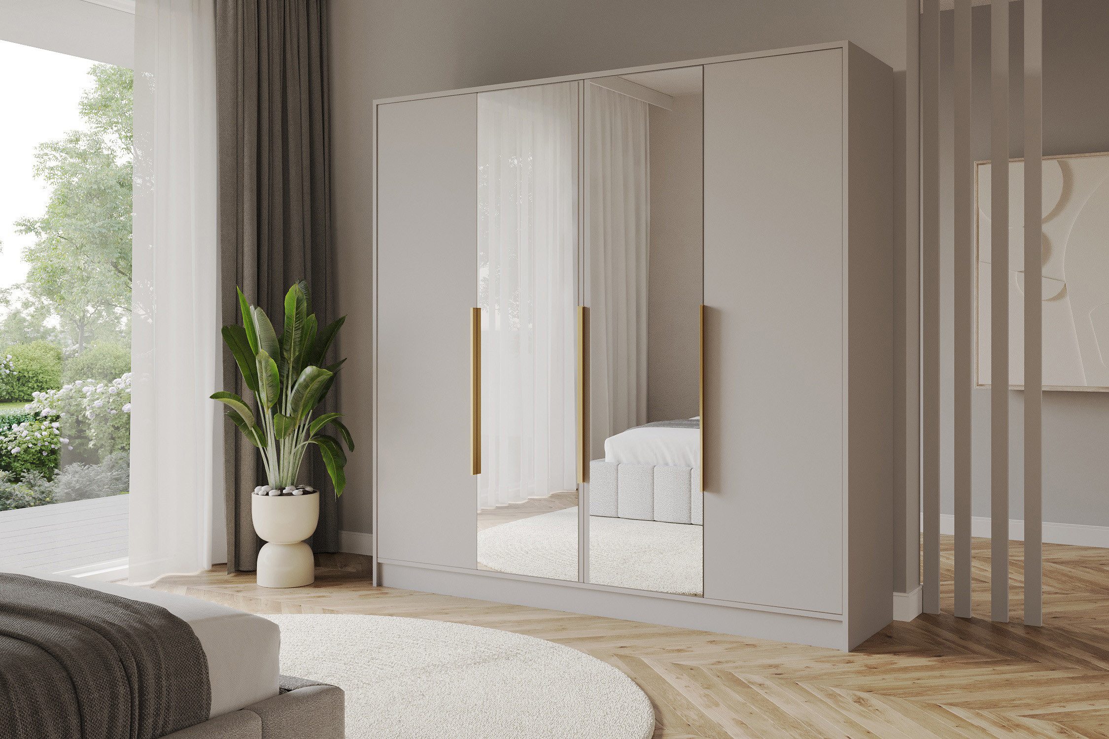 ALTDECOR Drehtürenschrank LESE (Kleiderschrank Garderobenschrank mit viel Stauraum, Moderner Schrank) Vielseitiger Drehtürenschrank mit Spiegeltüren Spiegel Flü – Bild 5 von 5