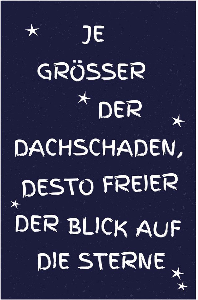 queence Metallbild Dachschaden, Schriftzug, Schriftzüge, Sterne (1 St), Stahlschilder