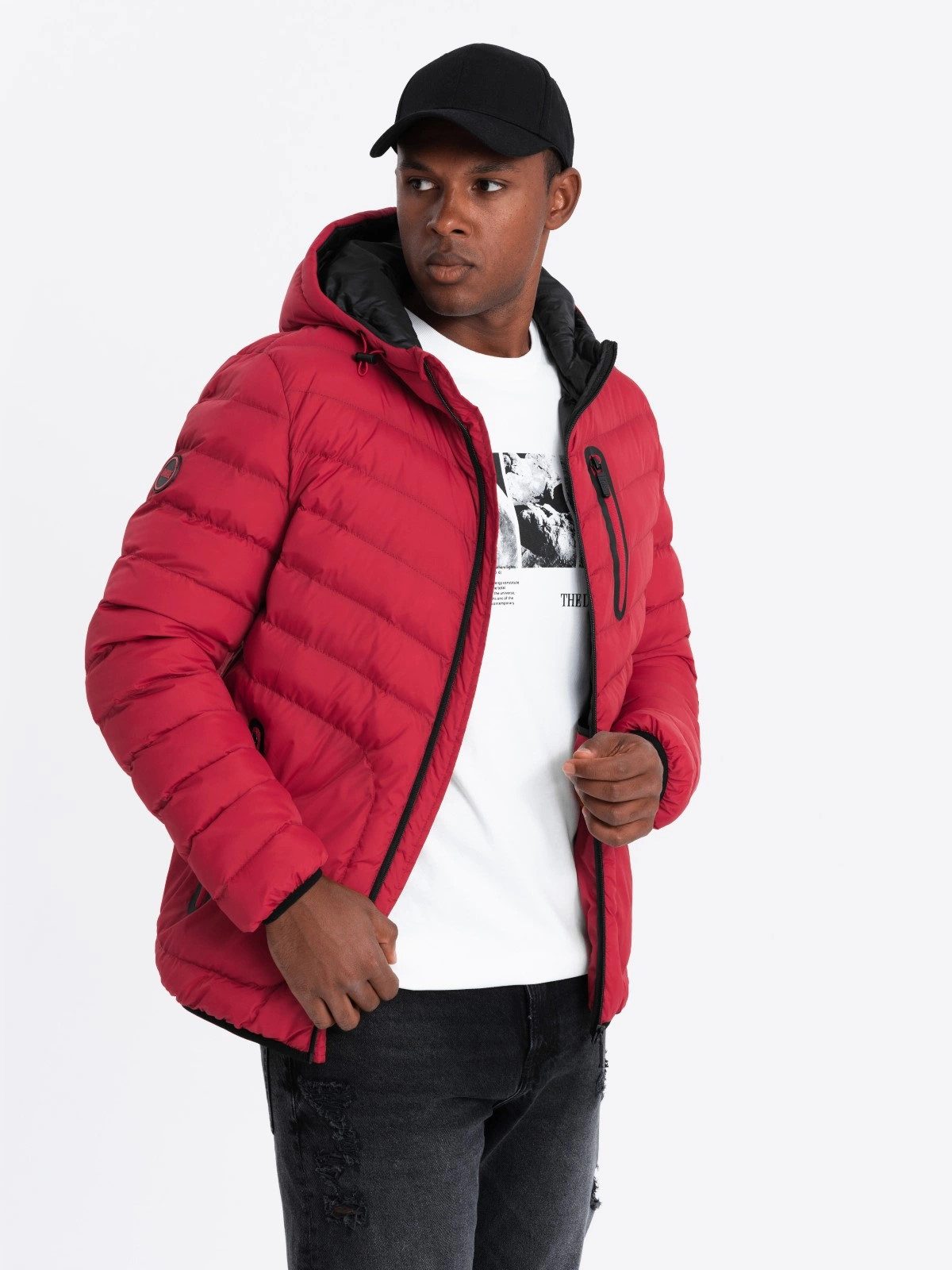 Steppjacke Gesteppte Sportjacke für Herren mit kontrastierendem Reißverschluss