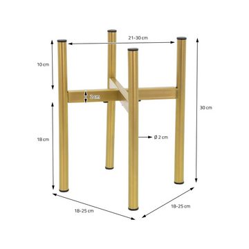 ML-DESIGN Blumenständer Pflanzenständer Größenverstellbar Blumentopfhalter Pflanztopf Deko, Gold 18-25x18-25x30cm verstellbar Modern Robust Metall