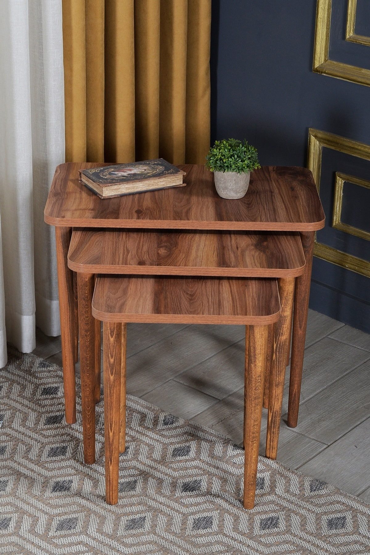 en.casa Couchtisch (3-St), gedrechselte Beine, weiße Marmoroptik günstig online kaufen