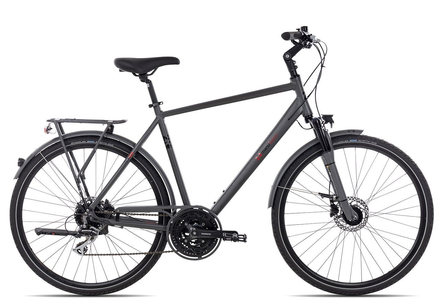 2R Manufaktur Trekkingrad TLX24 2023, 24 Gang Shimano Acera RD-M360 Schaltwerk, Kettenschaltung, Herrenrad 28 Zoll schwarz/grau grey matt