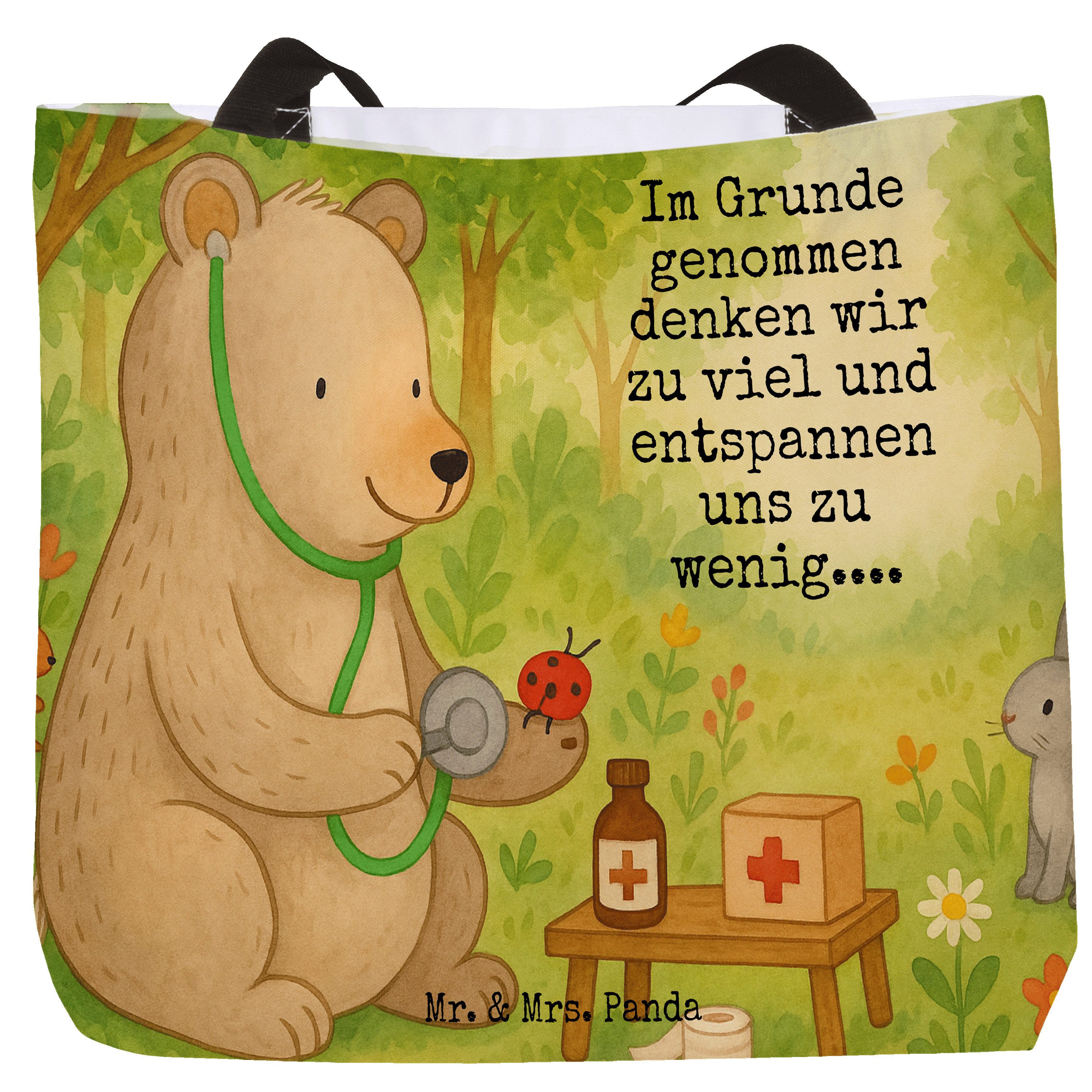 Shopper Bär Arzt Design, Tote Bag, Weiß, Professorin, Teddy, Tasche, Strandta