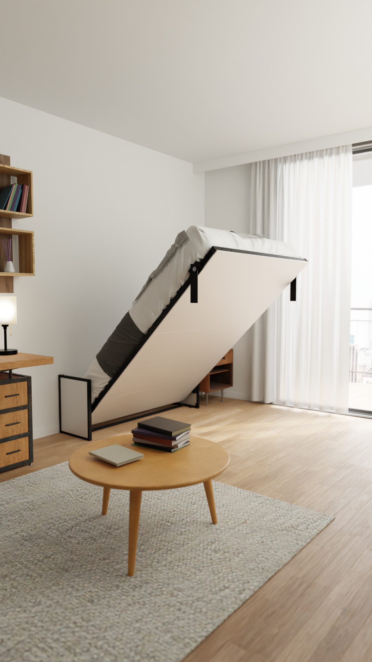 WallBedKing Schrankbett Schrankbett Morphy Studio Klappbett - Multifunktion