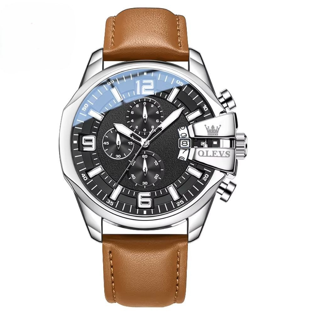 OLEVS Chronograph OLEVS Prestige Chronograph Uhr XXL 50 mm Lederarmband, 4 Farben