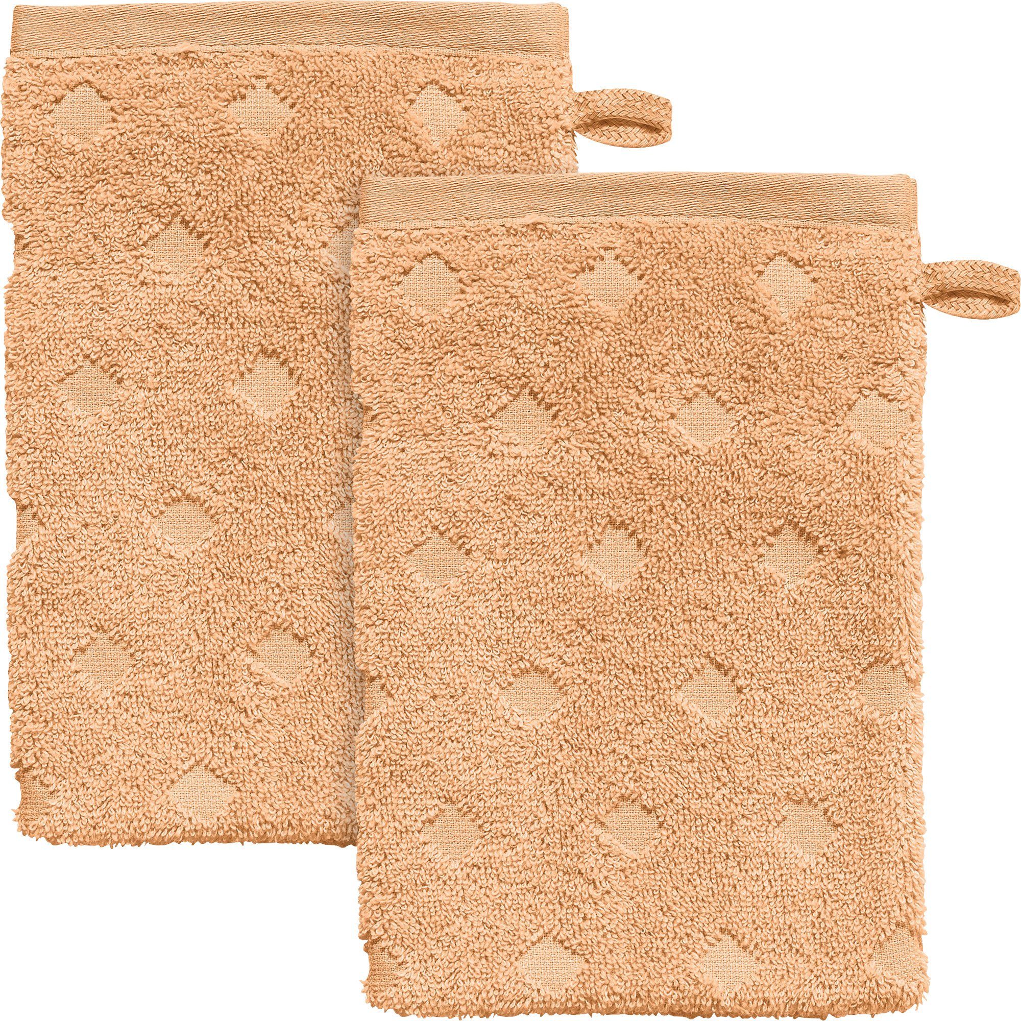 Erwin Müller Waschhandschuh Waschhandschuh "Baden-Baden" 2er-Pack, Frottier, Walk-Frottier Uni/Hoch- Tiefstruktur
