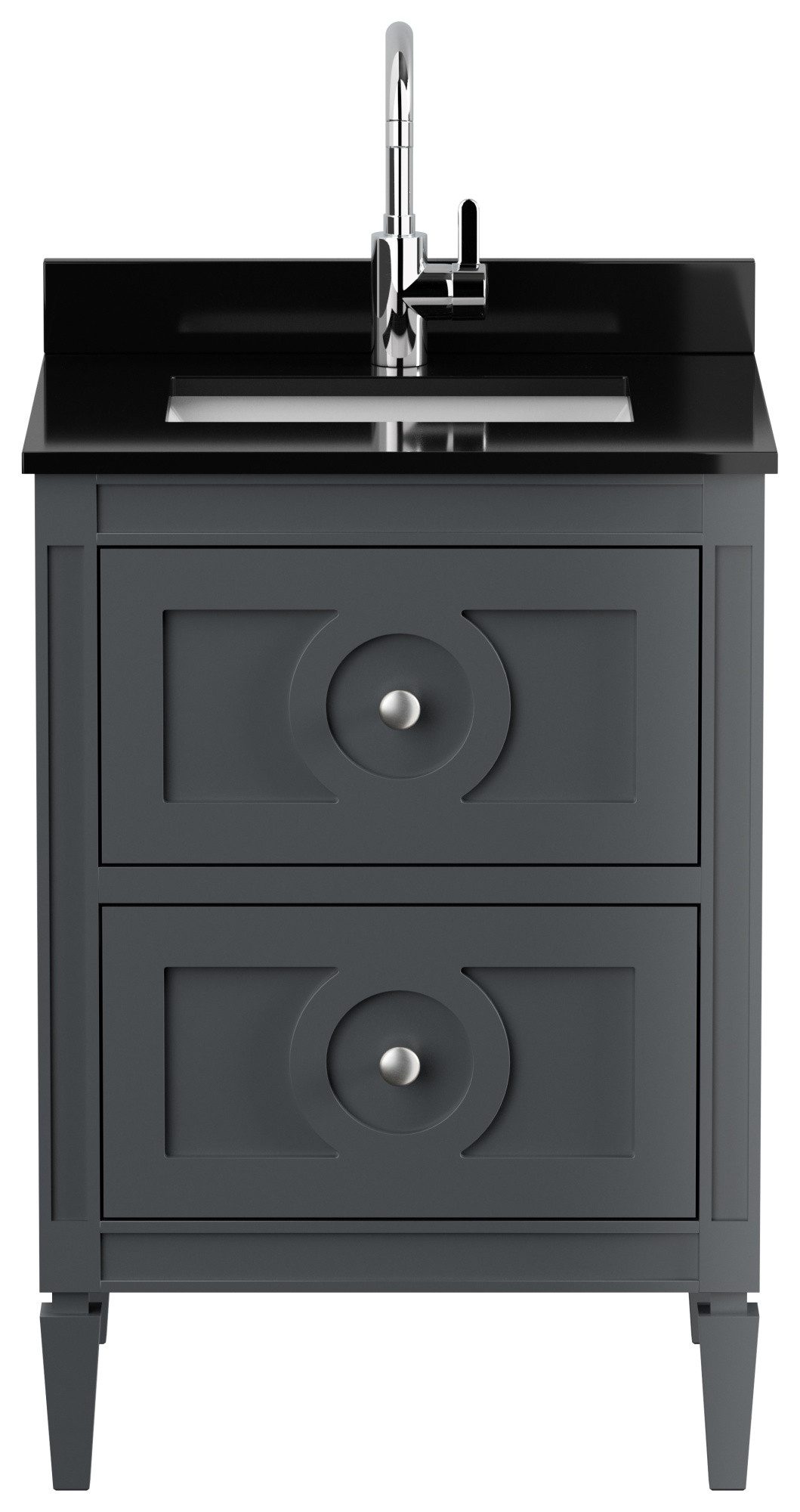 Magnolia Home Badmöbel-Set Landhaus Badmöbel-Set 2tlg Lavanda 60 Quarz schwarz montiert grau lack
