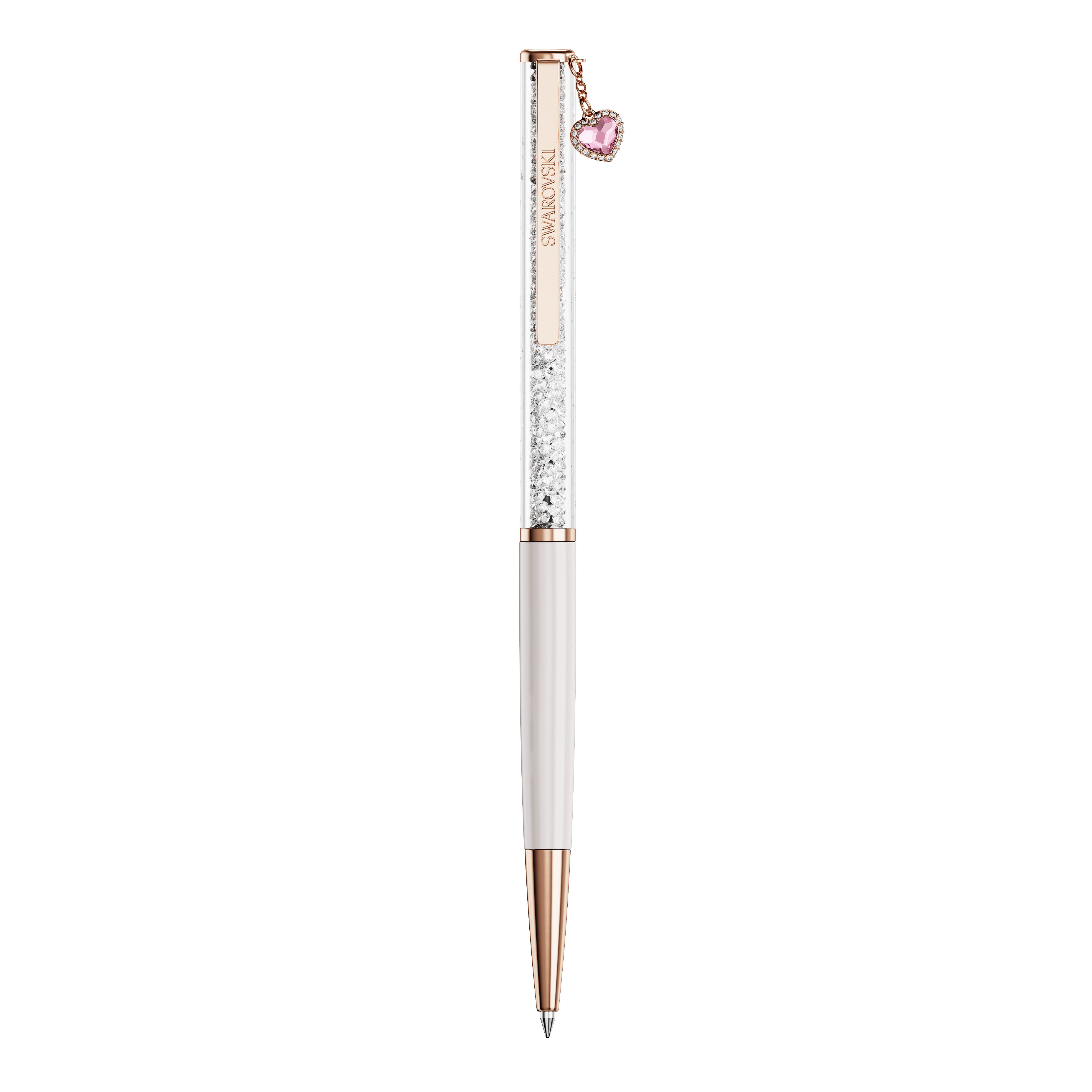 Swarovski Drehkugelschreiber Schreibgerät Geschenk CRYSTALLINE mit Herz-Charm, mit Swarovski® Kristallen