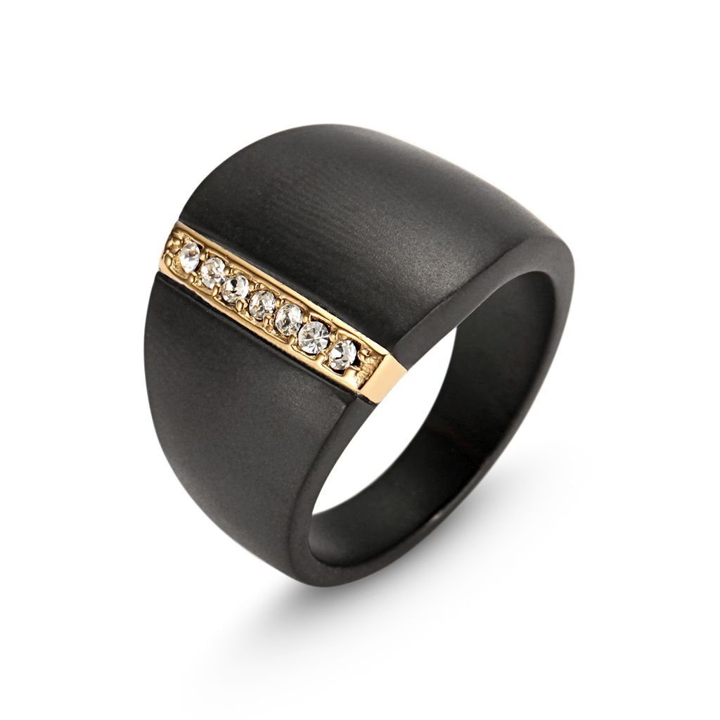 Crystal Line" Ring "Black Fingerring Kingka