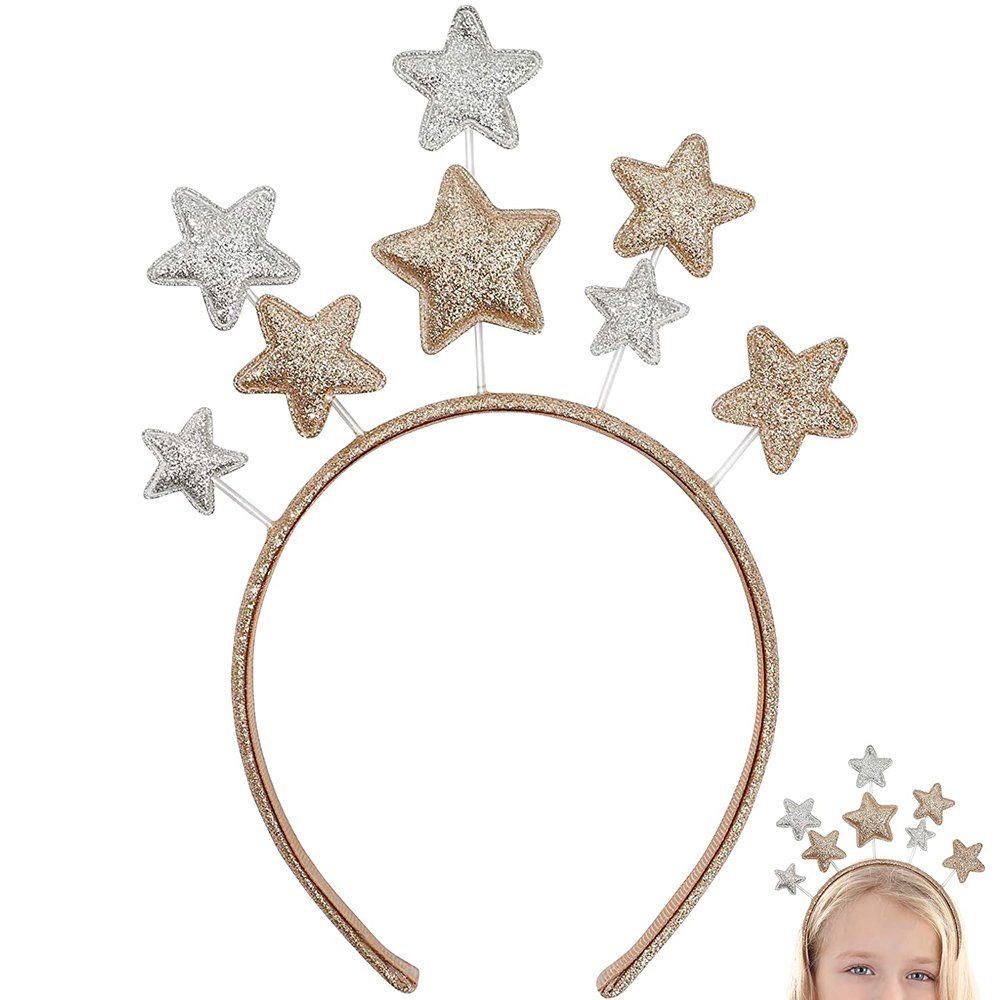 GelldG Stirnband Weihnachten Sterne Haarreifen, Haarreif Glitzer Sterne Stirnband