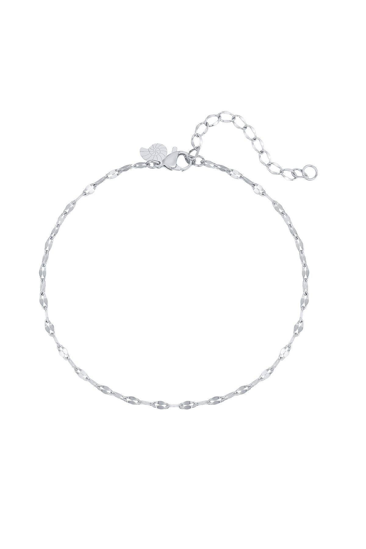 Hey Happiness Fußkette Gileder oval 18K vergoldet, Mariner Rolokette, Edelstahl Anker Fußkettchen Damen, wasserfest