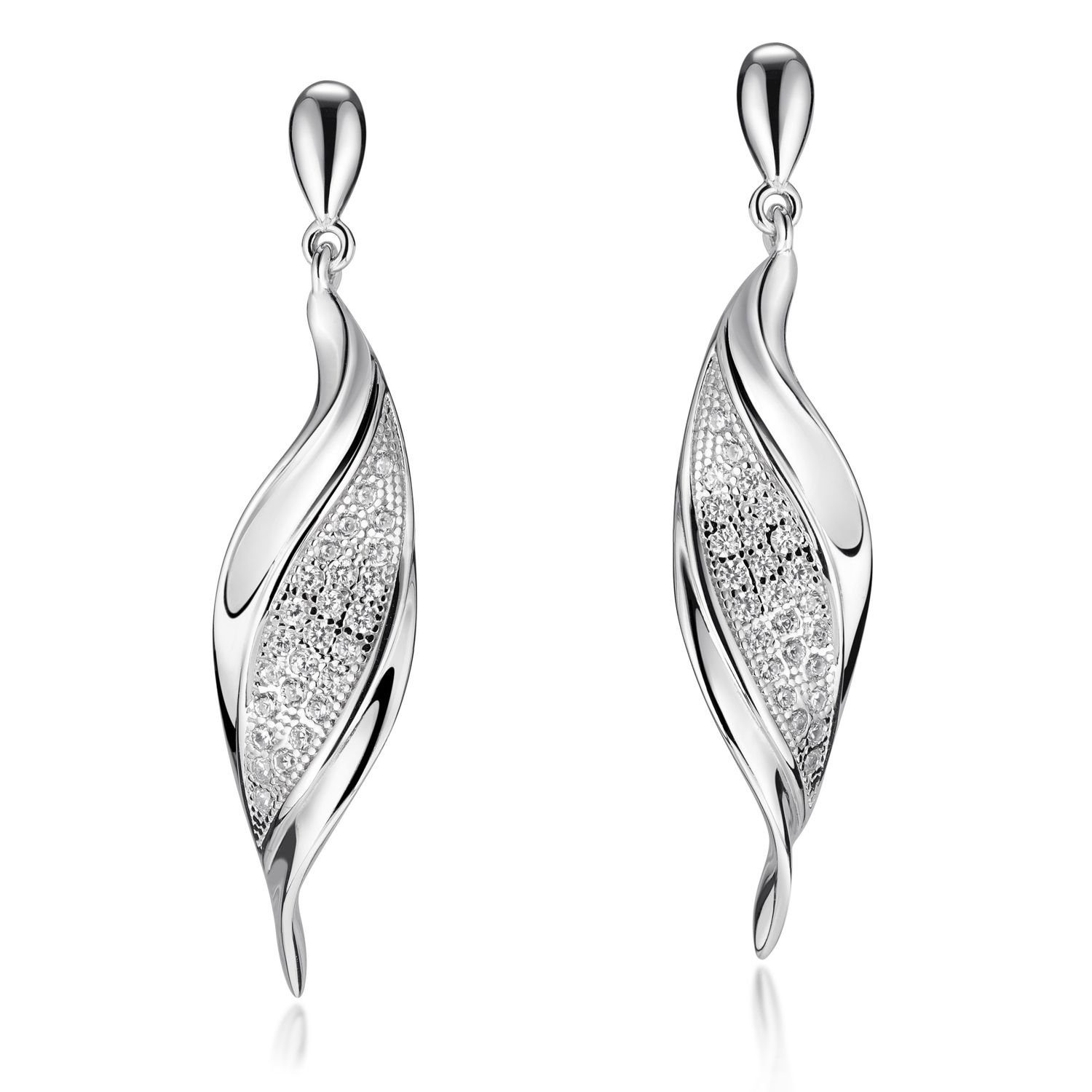 Materia Paar Ohrhänger Damen Silber Zirkonia Ohrringe gedreht SO-142, 925 S günstig online kaufen