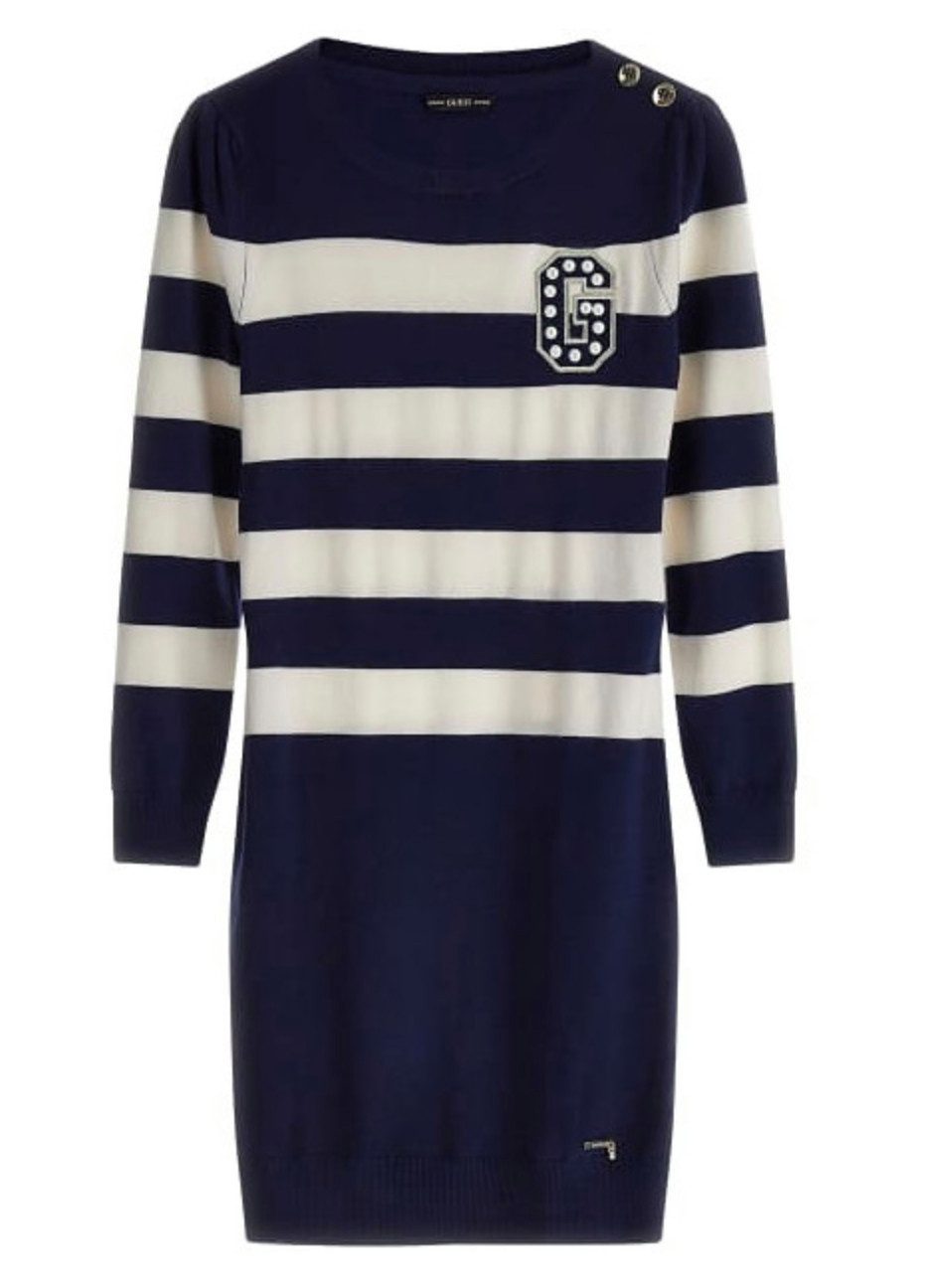 Guess Kids Strickkleid Guess Mädchen Strickkleid mit Streifen und Knopfleiste, bequem