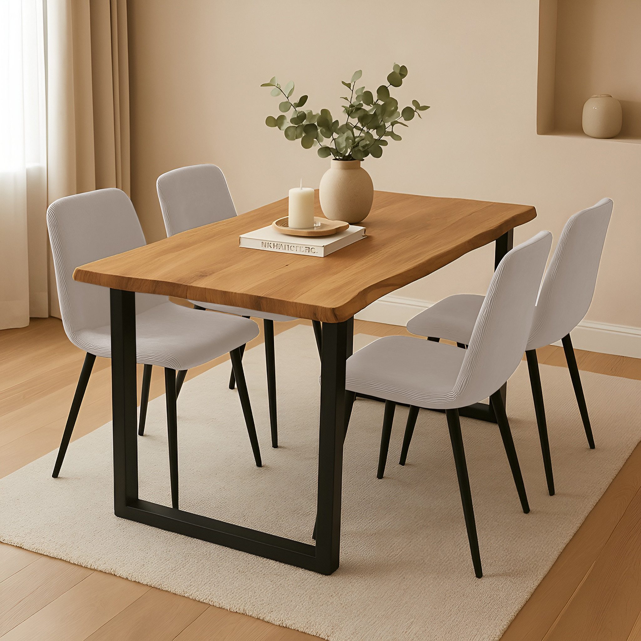 SAM® Essgruppe Juwel, Holz Wildeiche Optik, Metallgestell, Baumkante und St günstig online kaufen