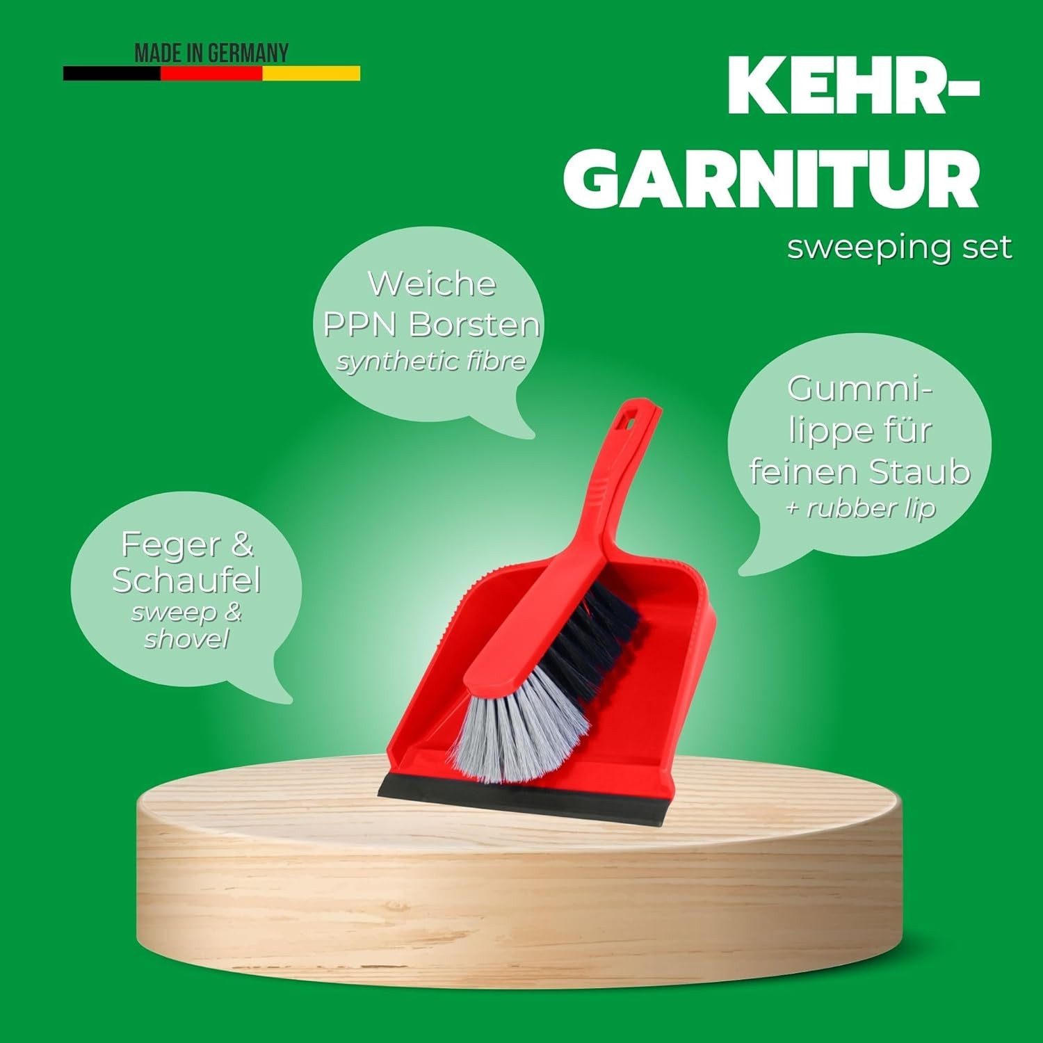 Novaliv Krümelkehrer 30660-4x, (4-tlg), Novaliv 4er Kehrblech Set Kehrblechgarnitur ROT Kunststoff Kehrblechbe