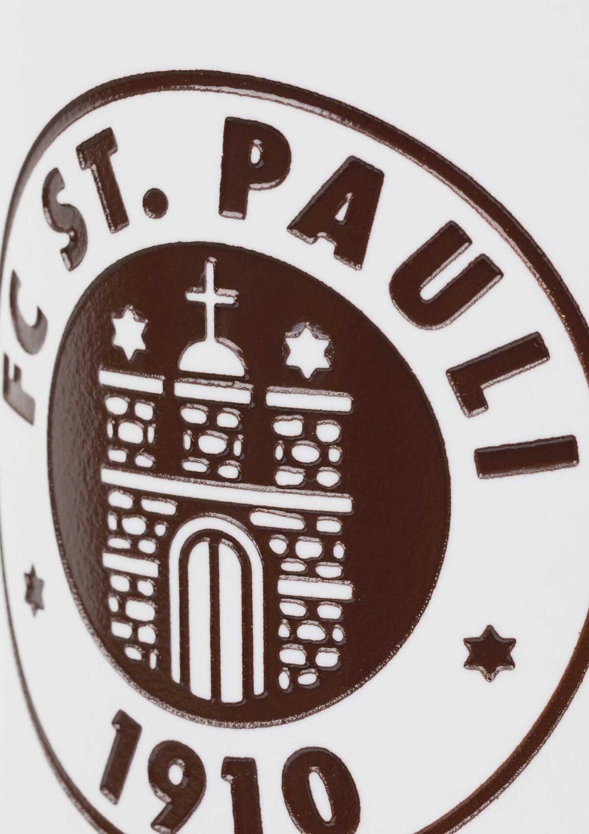 FC St. Pauli Becher FC St. Pauli - Kaffeebecher Logo sandgestrahlt - weiß, Keramik