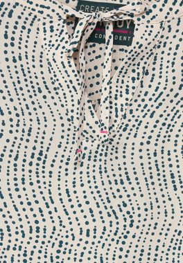 Cecil Klassische Bluse Cecil Printbluse mit Raffdetail in Milky Beige (1-tlg) Gummizugsaum