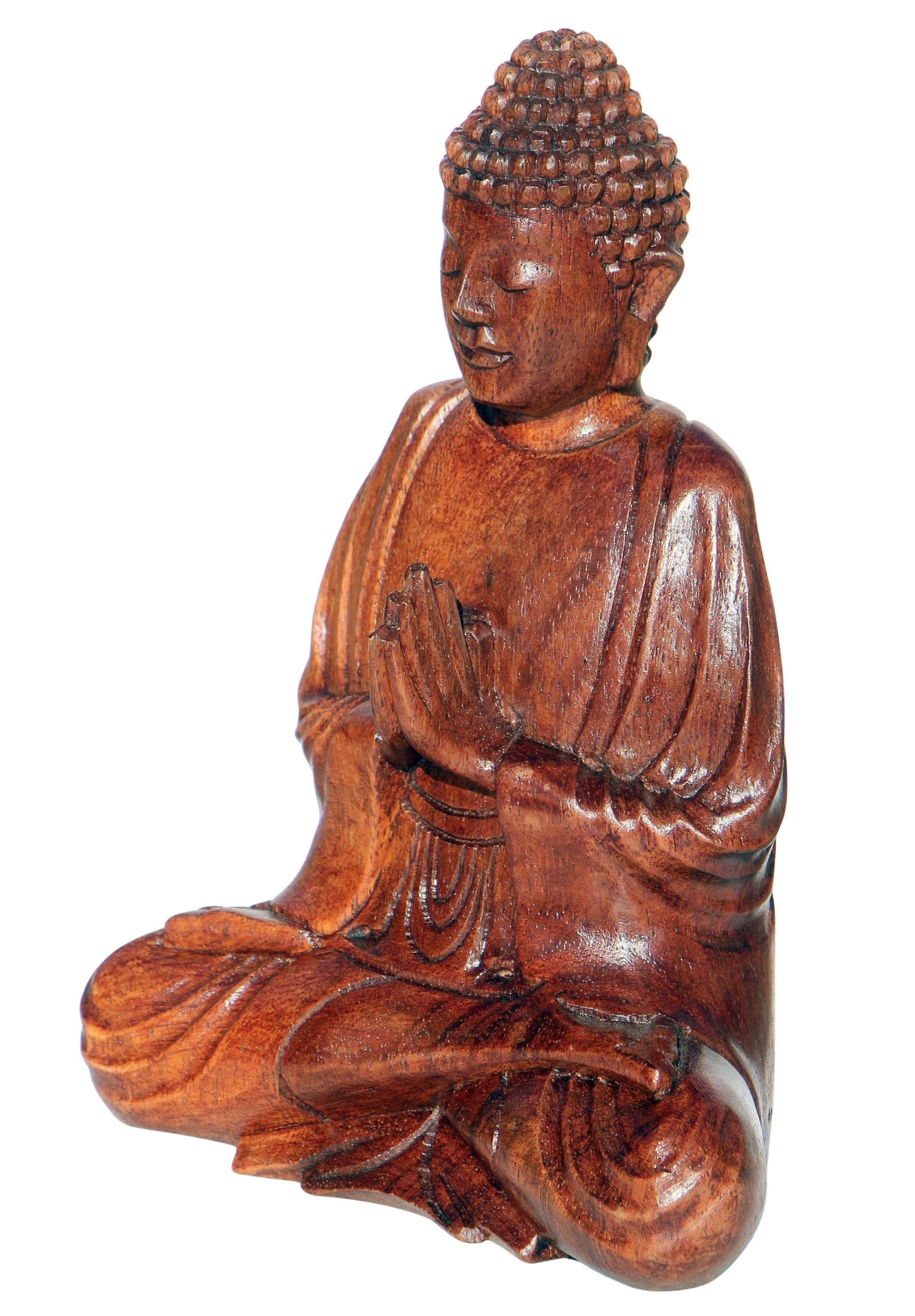 Wogeka Buddhafigur Meditation Gebet Buddha Holz-Figur Feng Shui