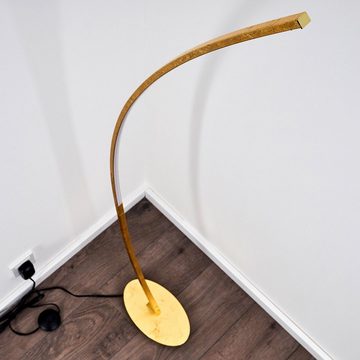 hofstein Stehlampe »Brie« LED Designer Standlampe in Gold, 3000 Kelvin, gebogene Stehleuchte mit Fußschalter und Kabel, Leselampe,1100 Lumen