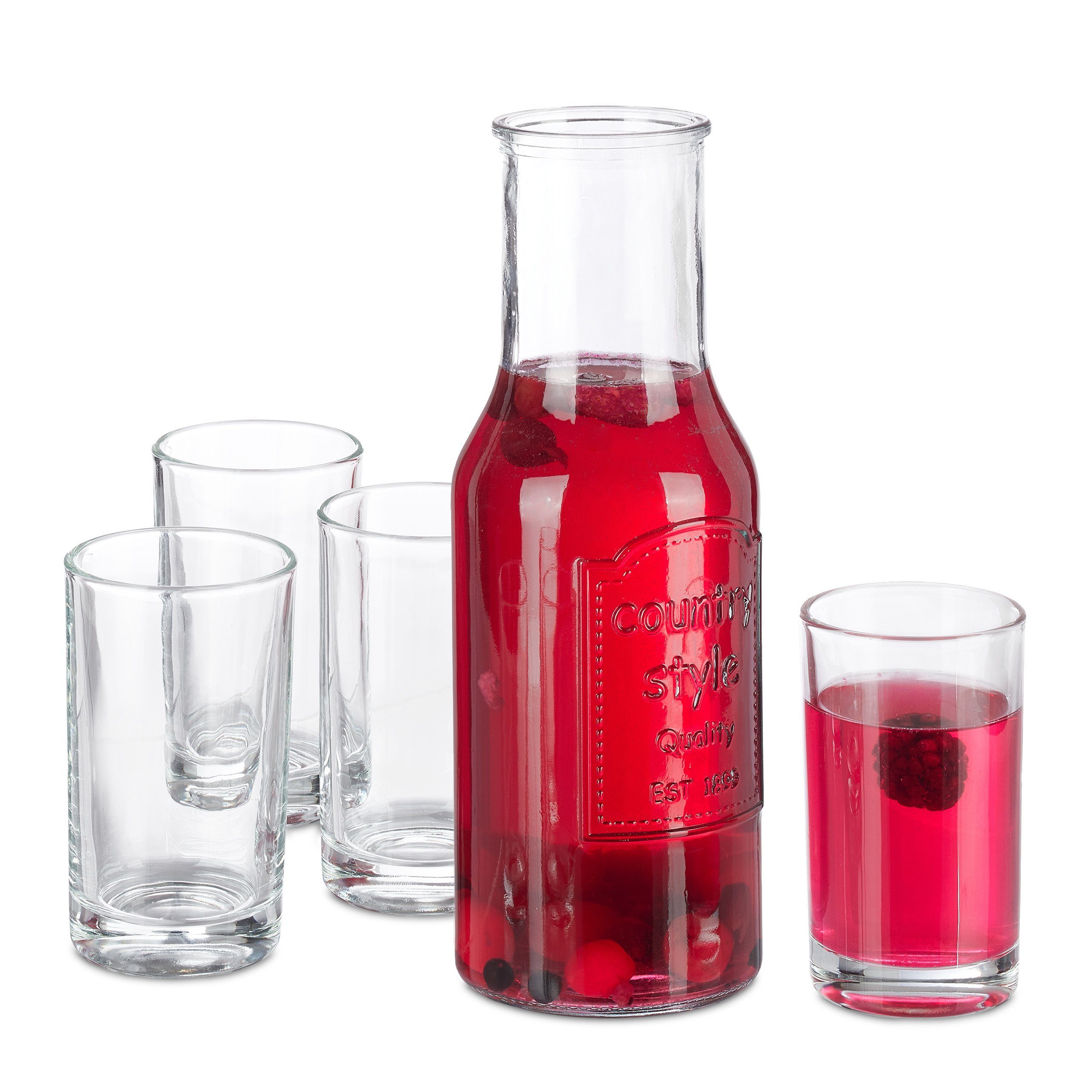 relaxdays Gläser-Set Wasserkaraffe Set mit Gläsern, 5-tlg., Glas