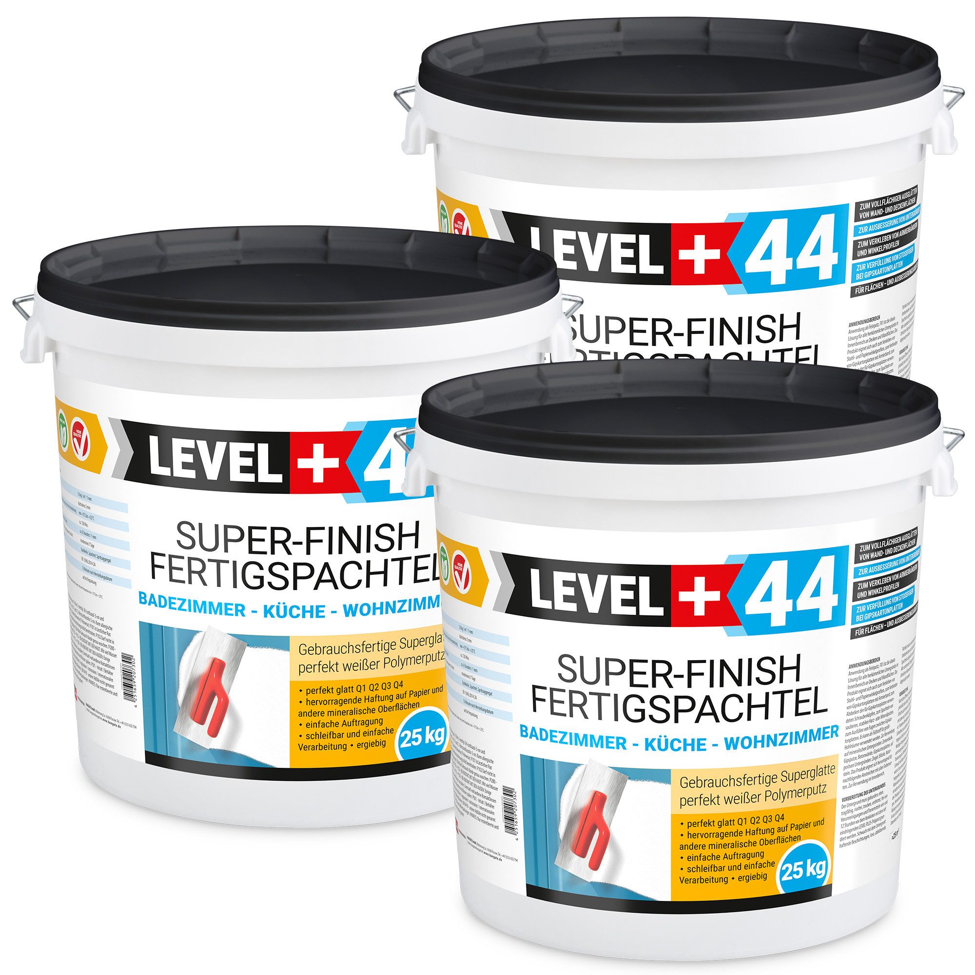 Level+ Fertigspachtel Fertigspachtel Spachtelmasse Super Finish Masse Q4 L+44 - 75KG