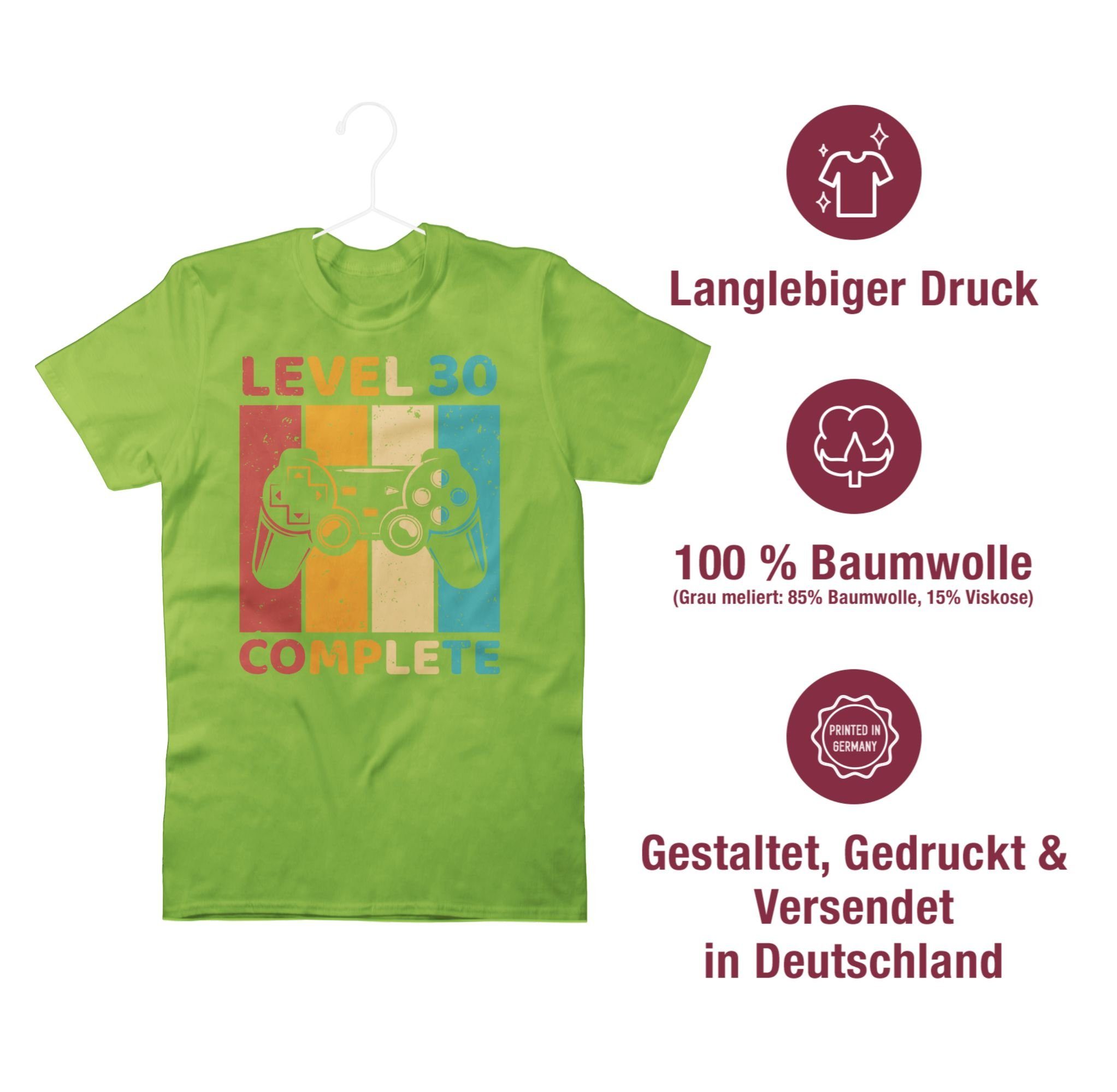 Complete Level 30 Dreizig Completed Shirtracer Unlocked 30. Geburtstag T-Shirt 03 Zocker - Freigeschalten Hellgrün -