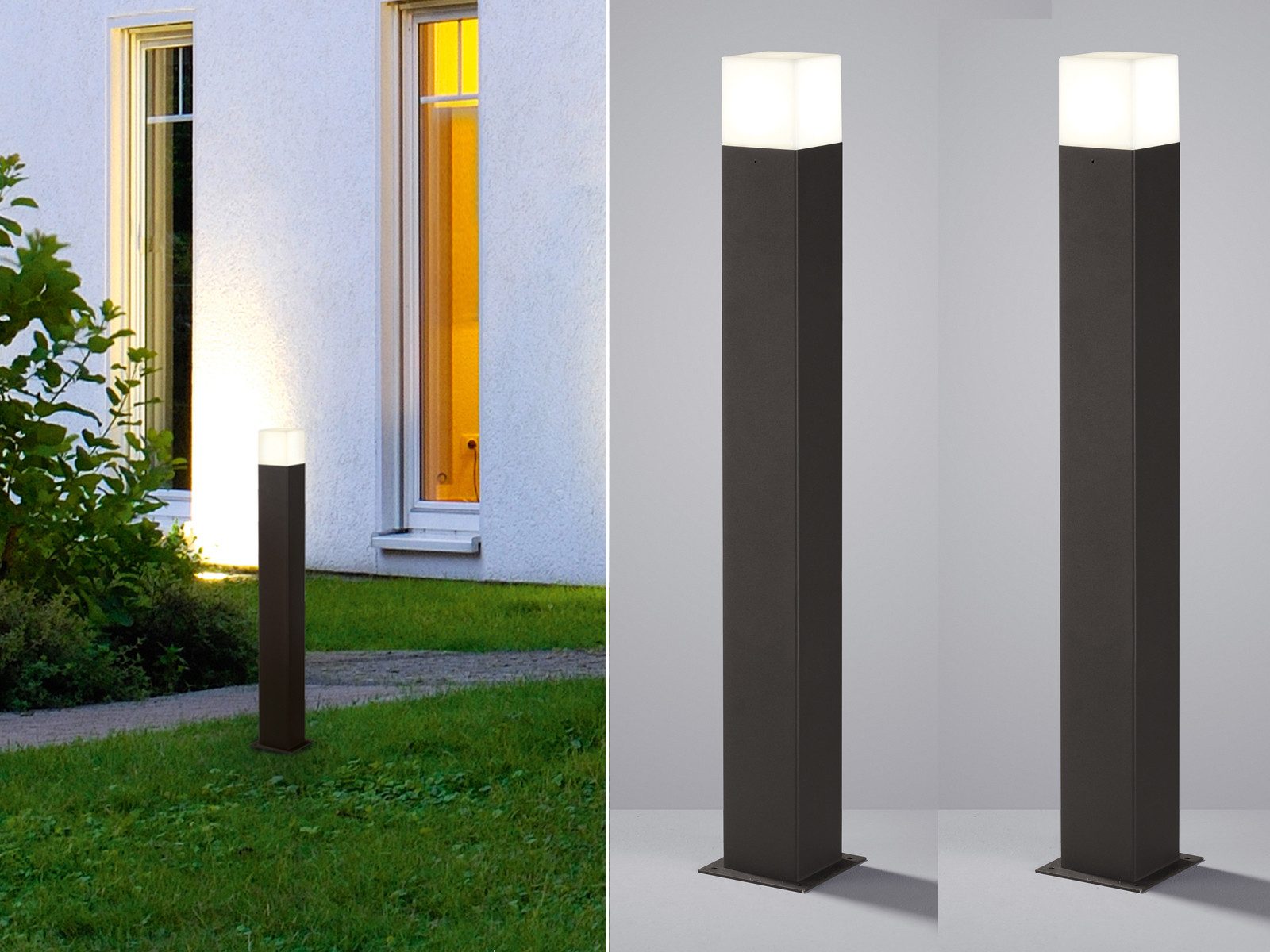 meineWunschleuchte LED Pollerleuchte, LED wechselbar, Warmweiß, 2er-Set Wegeleuchte Anthrazit 80cm, Wegbeleuchtung Garten beleuchten