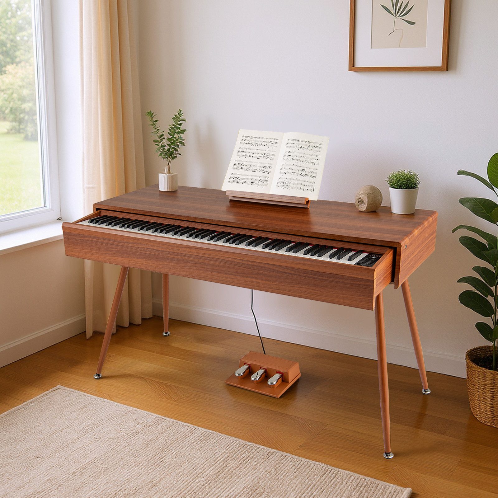 COSTWAY Digitalpiano (1-St), Keyboard, Klavier mit Dreifachpedale, Digitalpiano für Anfänger