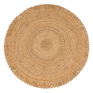 Teppich Jute Wohnzimmer Teppich Rund Naturfaser Unifarben, TT Home, rund, Höhe: 13 mm