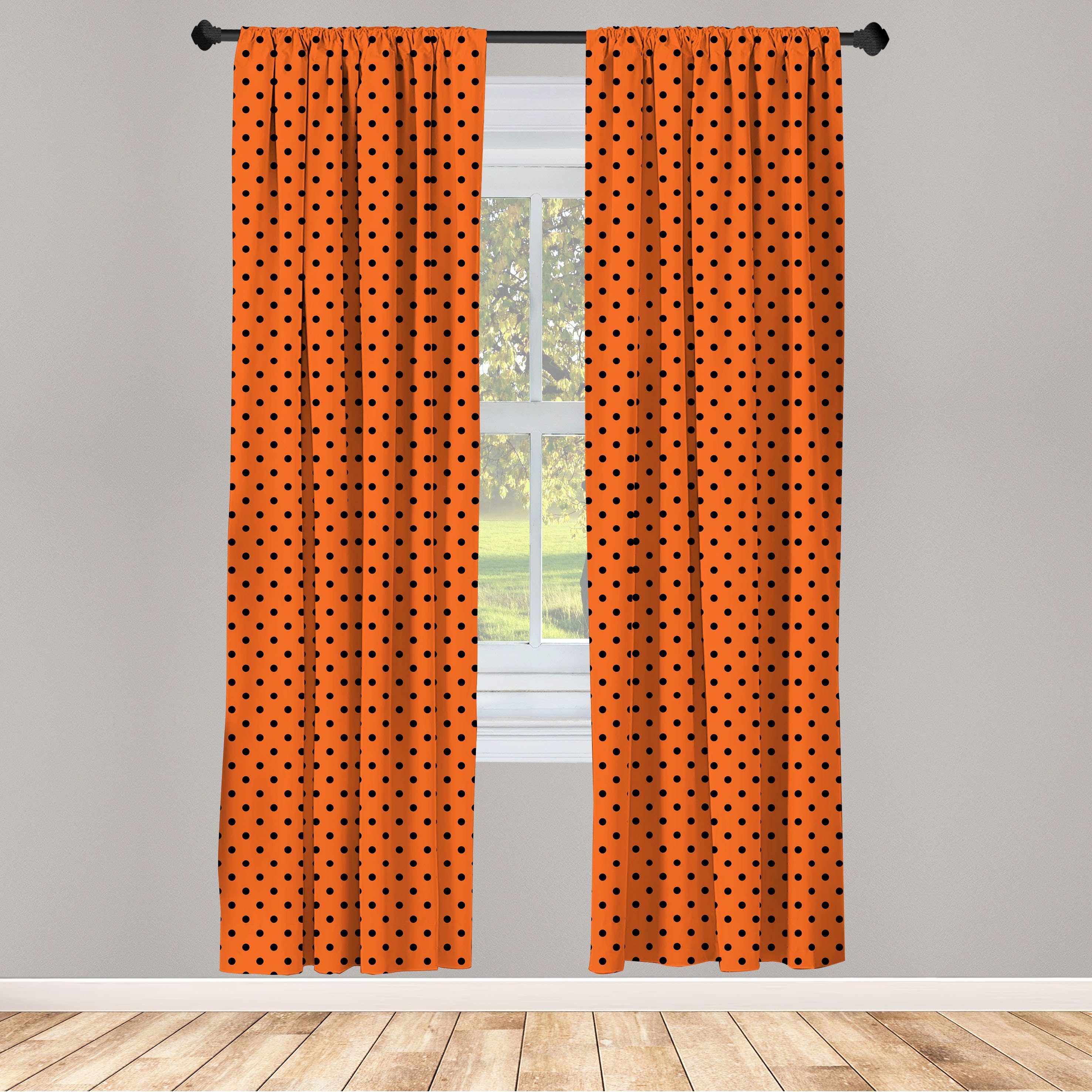 Gardine Vorhang für Wohnzimmer Schlafzimmer Dekor, Abakuhaus, Microfaser, Orange Vintage-Tupfen-Fliese