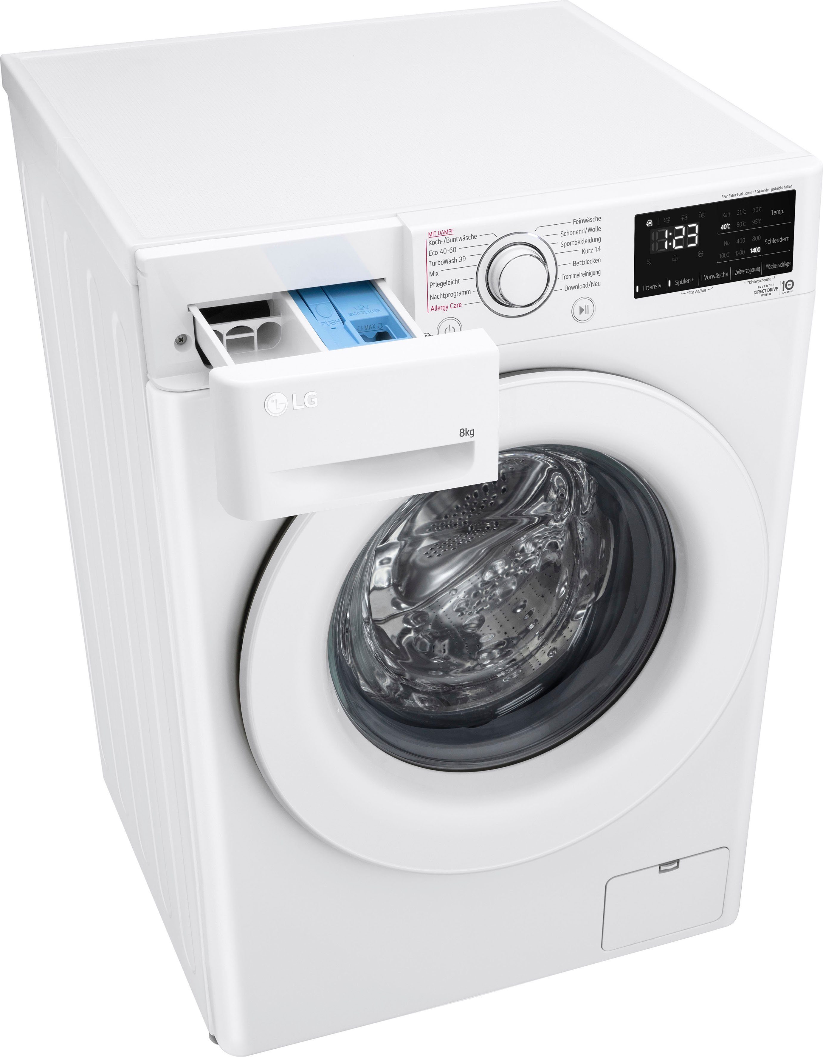 LG Waschmaschine 8 3 1400 kg, F4WV3183, U/min