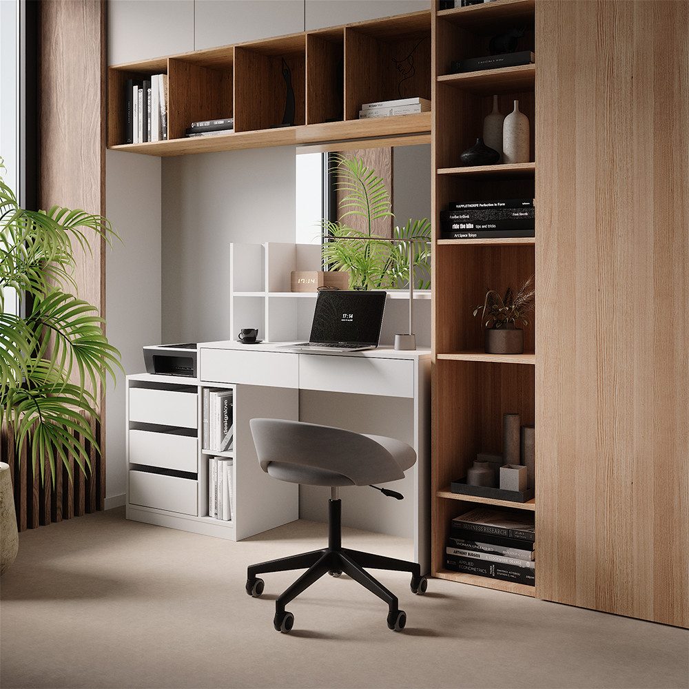 Vicco Schreibtisch Anja, Weiß, 139.8 x 40 cm mit Schubladen (1-St)